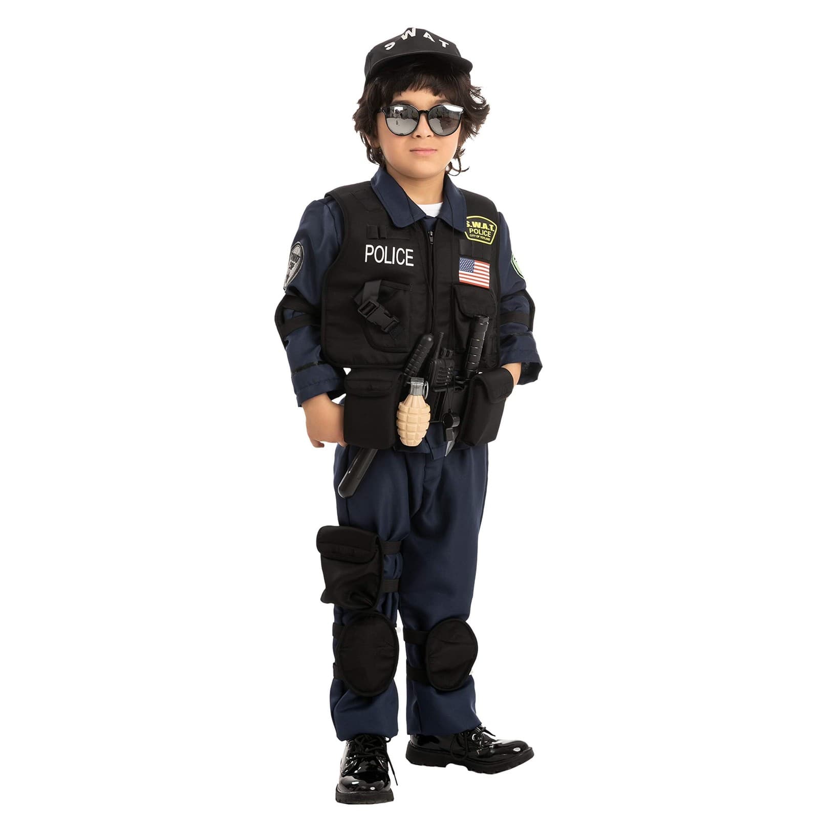 Kids S.W.A.T. Police Officer Halloween role play, Cosplay Dress up Costumer - Thumbnail 2