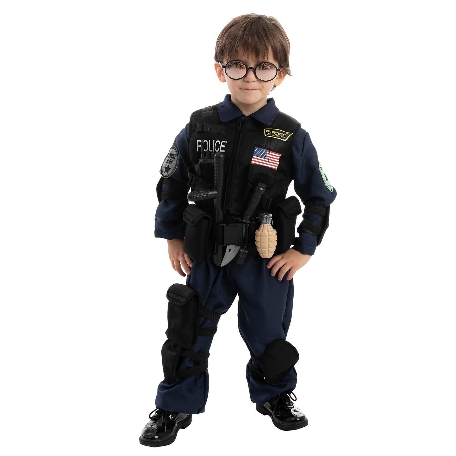 Kids S.W.A.T. Police Officer Halloween role play, Cosplay Dress up Costumer - Thumbnail 5