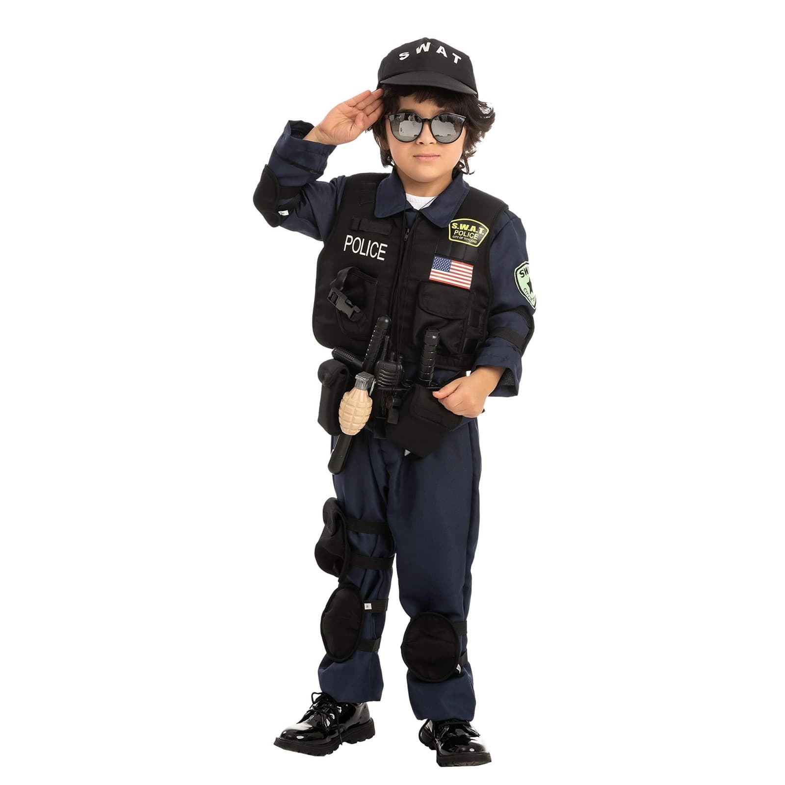 Kids S.W.A.T. Police Officer Halloween role play, Cosplay Dress up Costumer