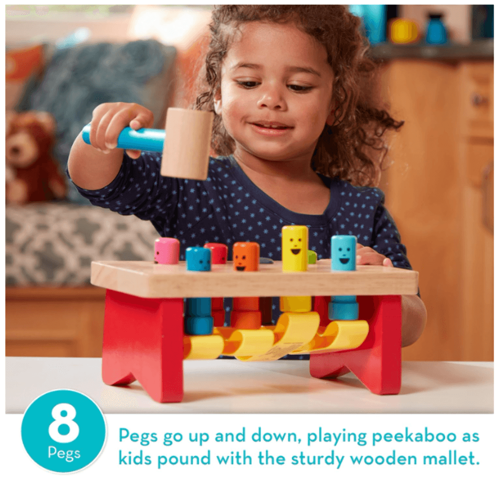 Melissa & Doug Deluxe Pounding Bench Wooden Toy With Mallet - Thumbnail 2