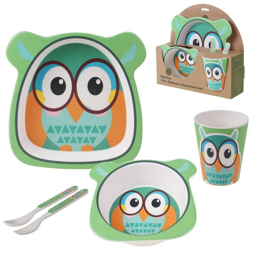 Bamboo Owl Children's Dinnerware Set - 5pc