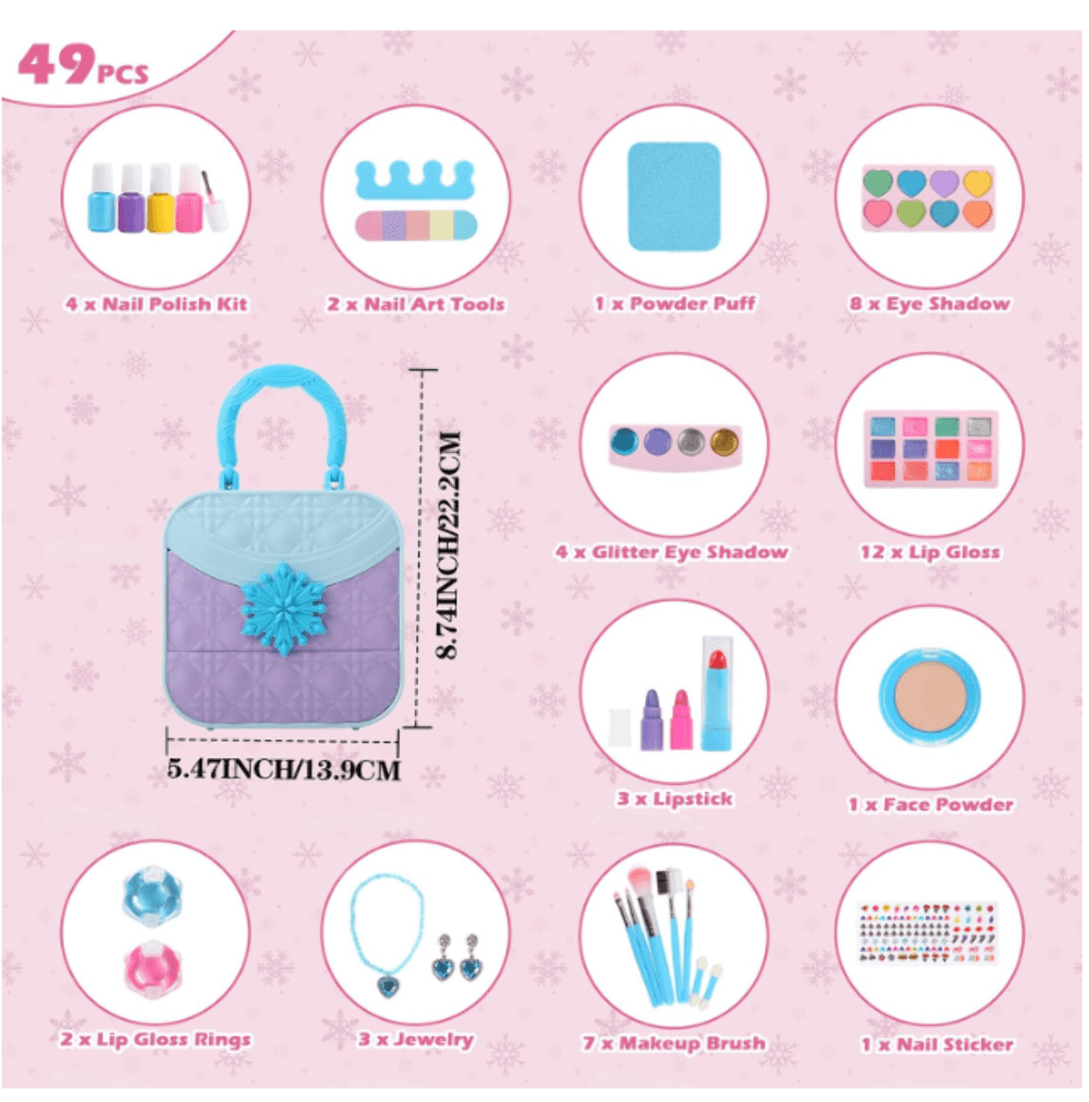 Frozen 49pcs Kids Makeup Kit for Pretend Play- Non-Toxic - Thumbnail 2