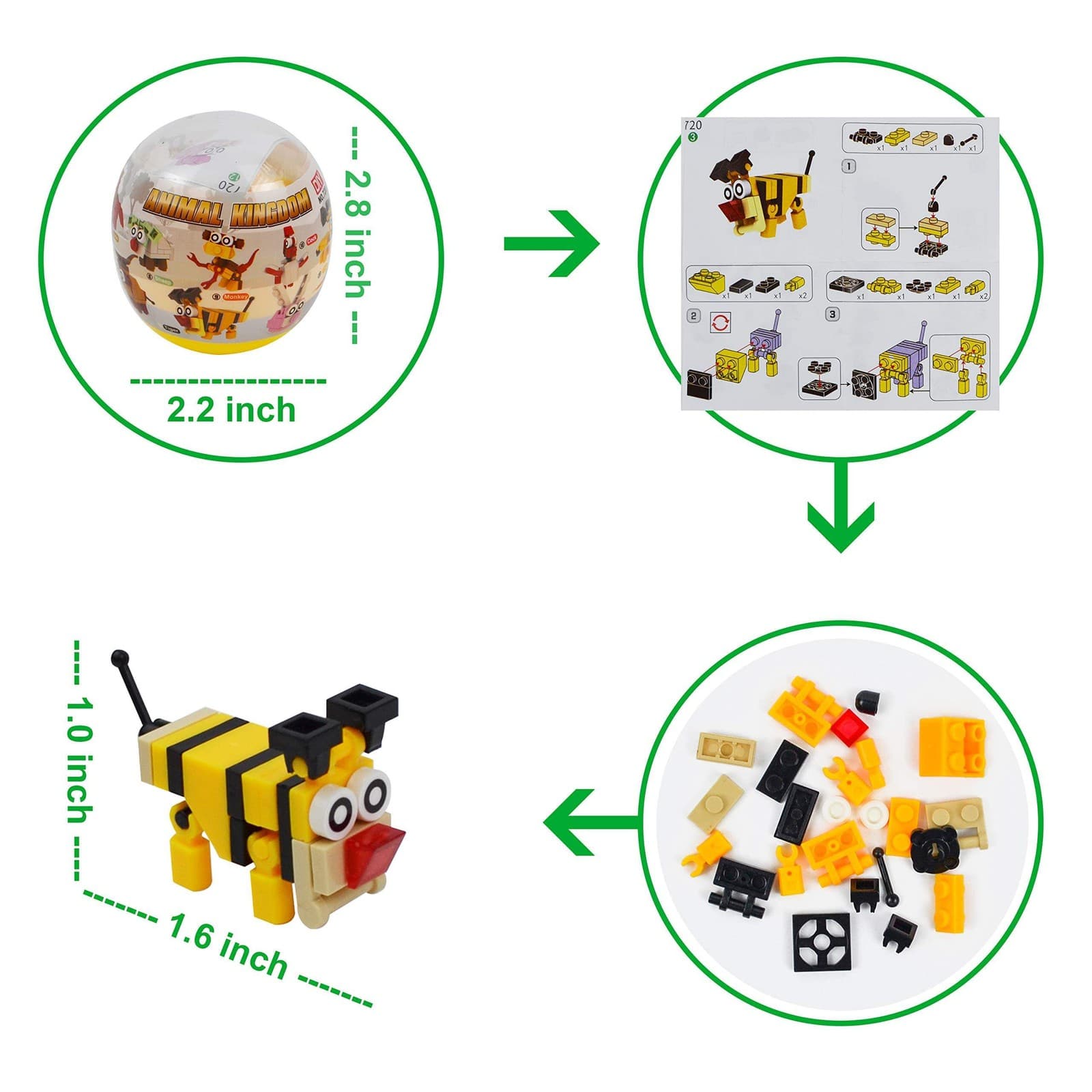 12 Pcs Surprise Eggs with Animal Building Blocks, Party Favor, Classroom Prize - Thumbnail 6