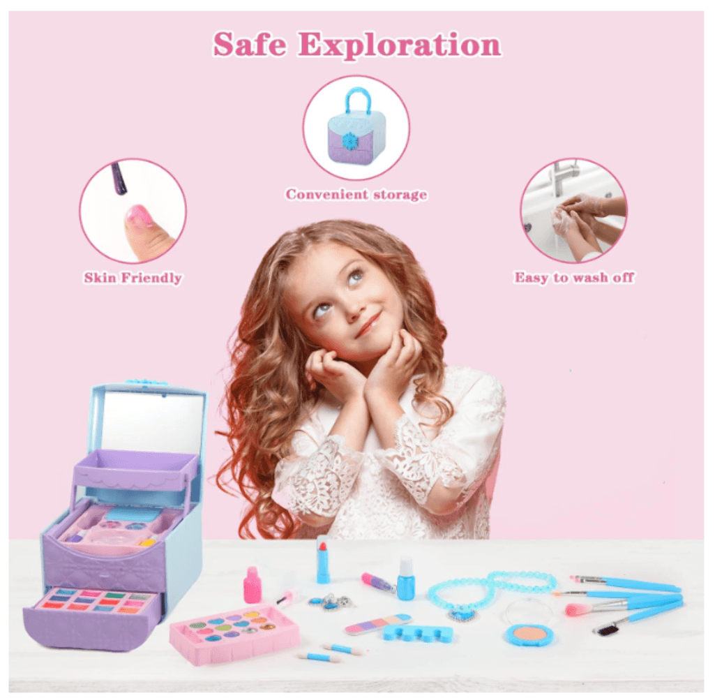 Frozen 49pcs Kids Makeup Kit for Pretend Play- Non-Toxic - Thumbnail 3