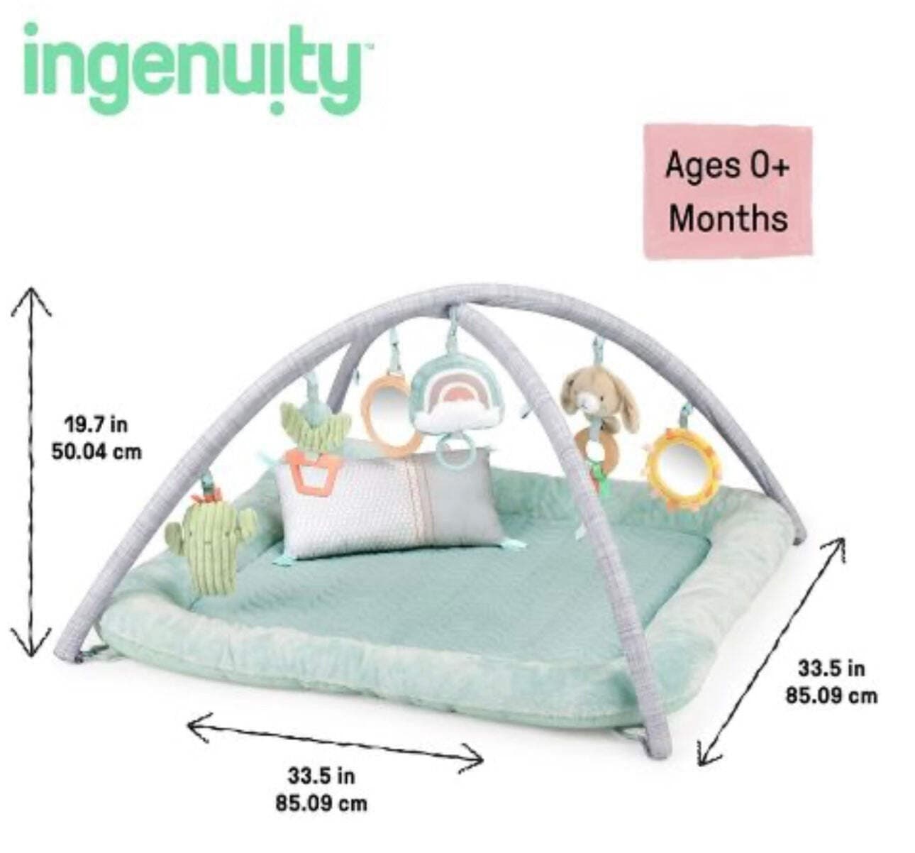 Ingenuity Calm Springs Plush Activity Gym for Baby, Ultra-Soft Premium Mat. - Thumbnail 3