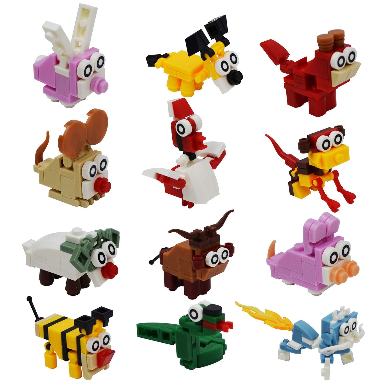 12 Pcs Surprise Eggs with Animal Building Blocks, Party Favor, Classroom Prize - Thumbnail 3