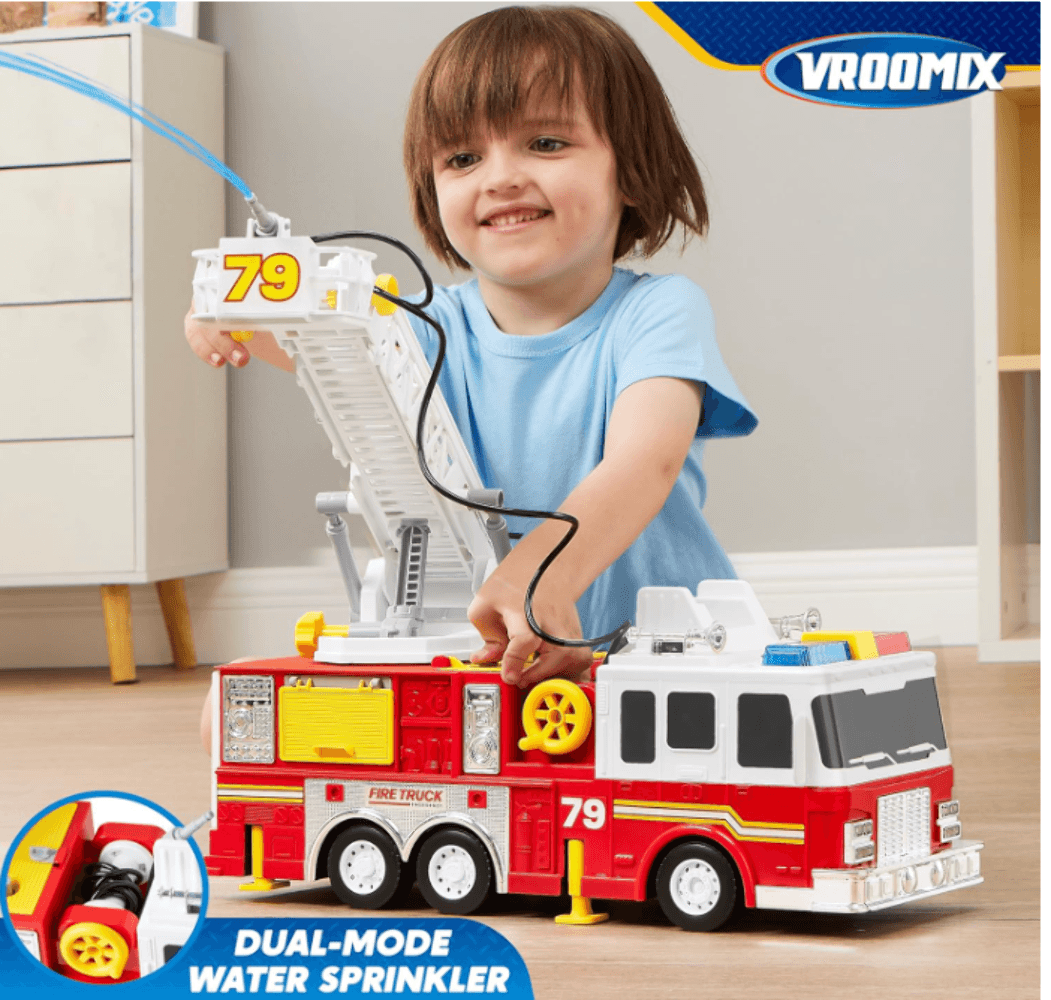 Extra Large Fire Truck Toy Lights, Realistic Sirens & Button - Thumbnail 5