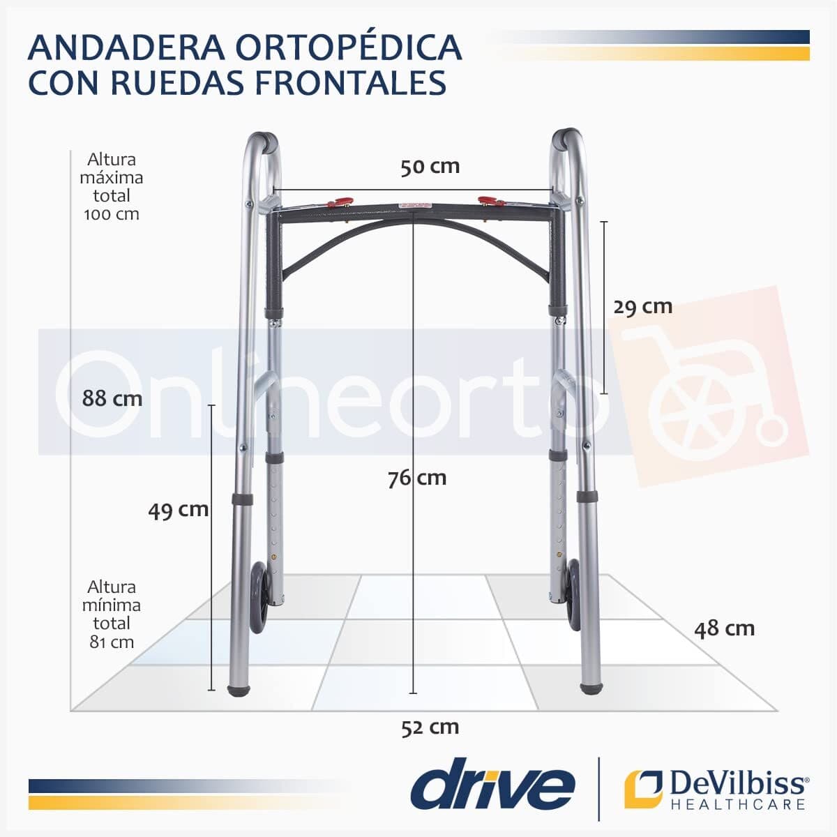 Drive Medical Deluxe - Walker two button folding w/ 5" wheels - Thumbnail 3
