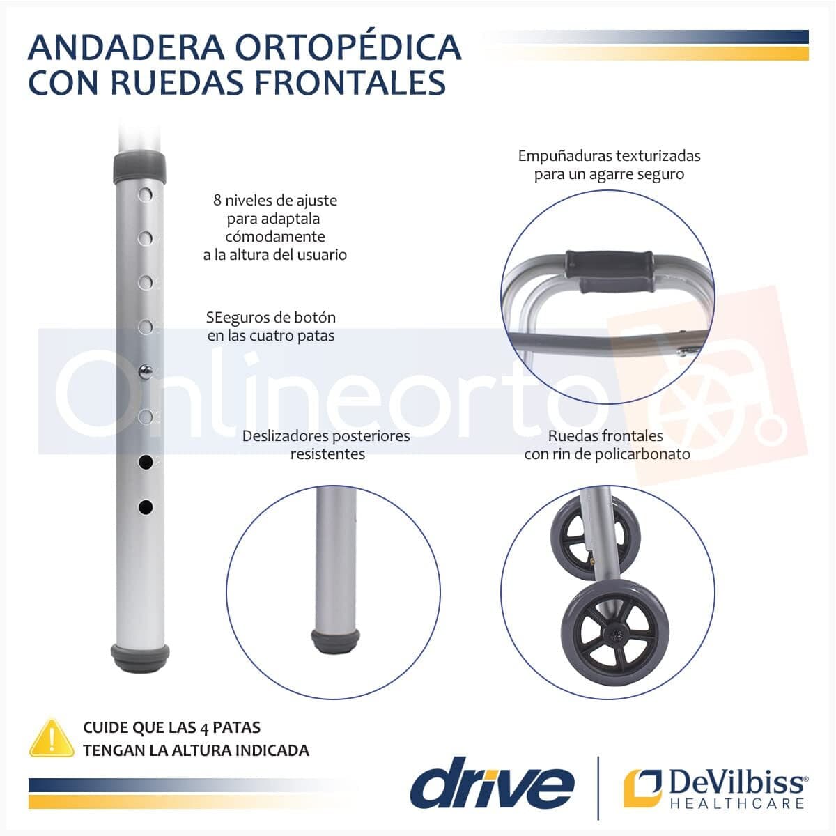 Drive Medical Deluxe - Walker two button folding w/ 5" wheels - Thumbnail 8