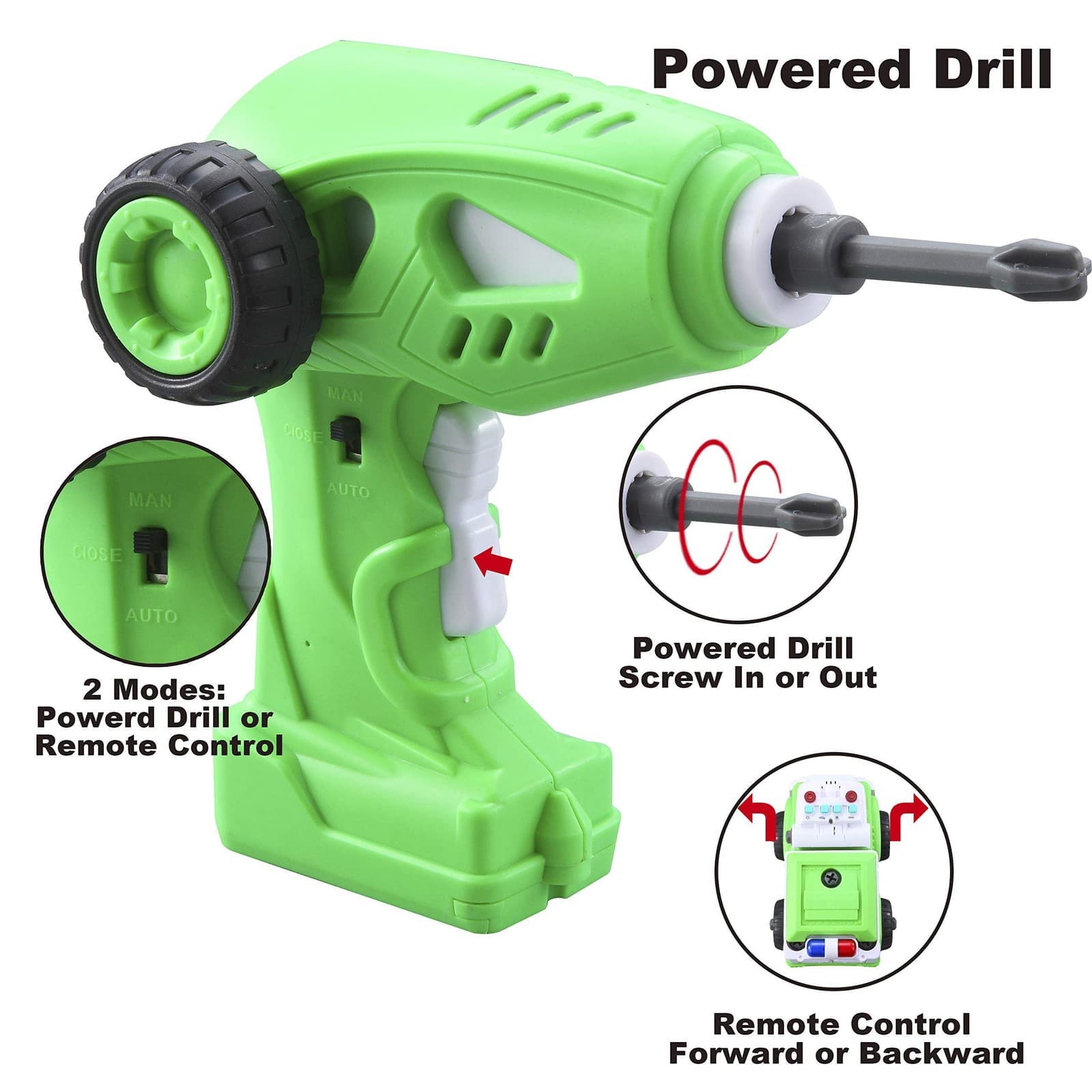 JOYIN 4 in 1 Take Apart Toys with Electric Drill, Remote Control Garbage Truck - Thumbnail 4