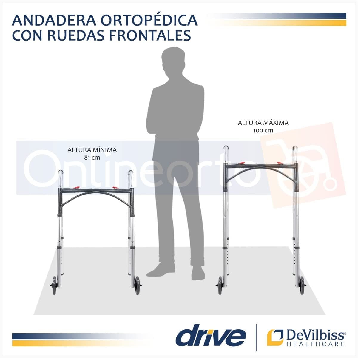 Drive Medical Deluxe - Walker two button folding w/ 5" wheels - Thumbnail 9