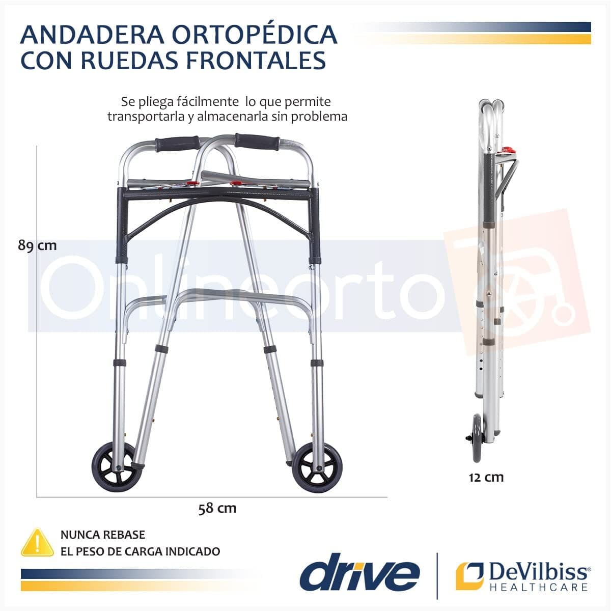Drive Medical Deluxe - Walker two button folding w/ 5" wheels - Thumbnail 5