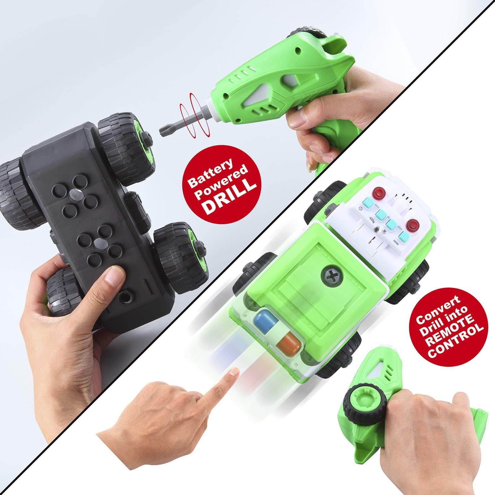 JOYIN 4 in 1 Take Apart Toys with Electric Drill, Remote Control Garbage Truck - Thumbnail 3