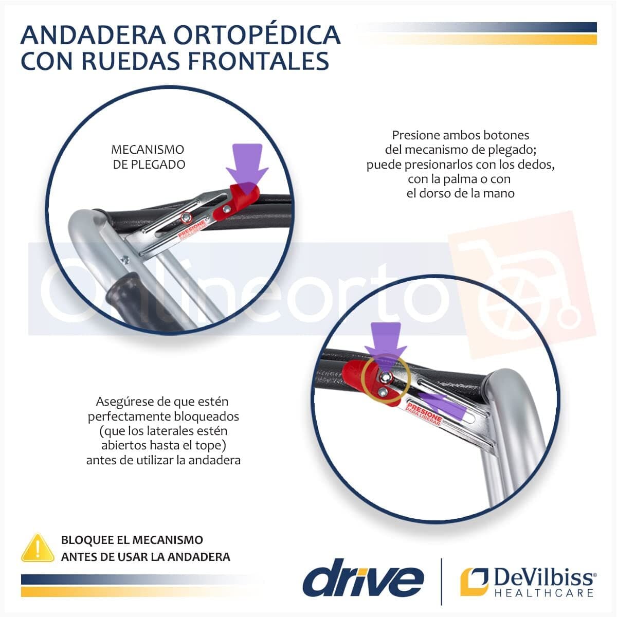 Drive Medical Deluxe - Walker two button folding w/ 5" wheels - Thumbnail 4
