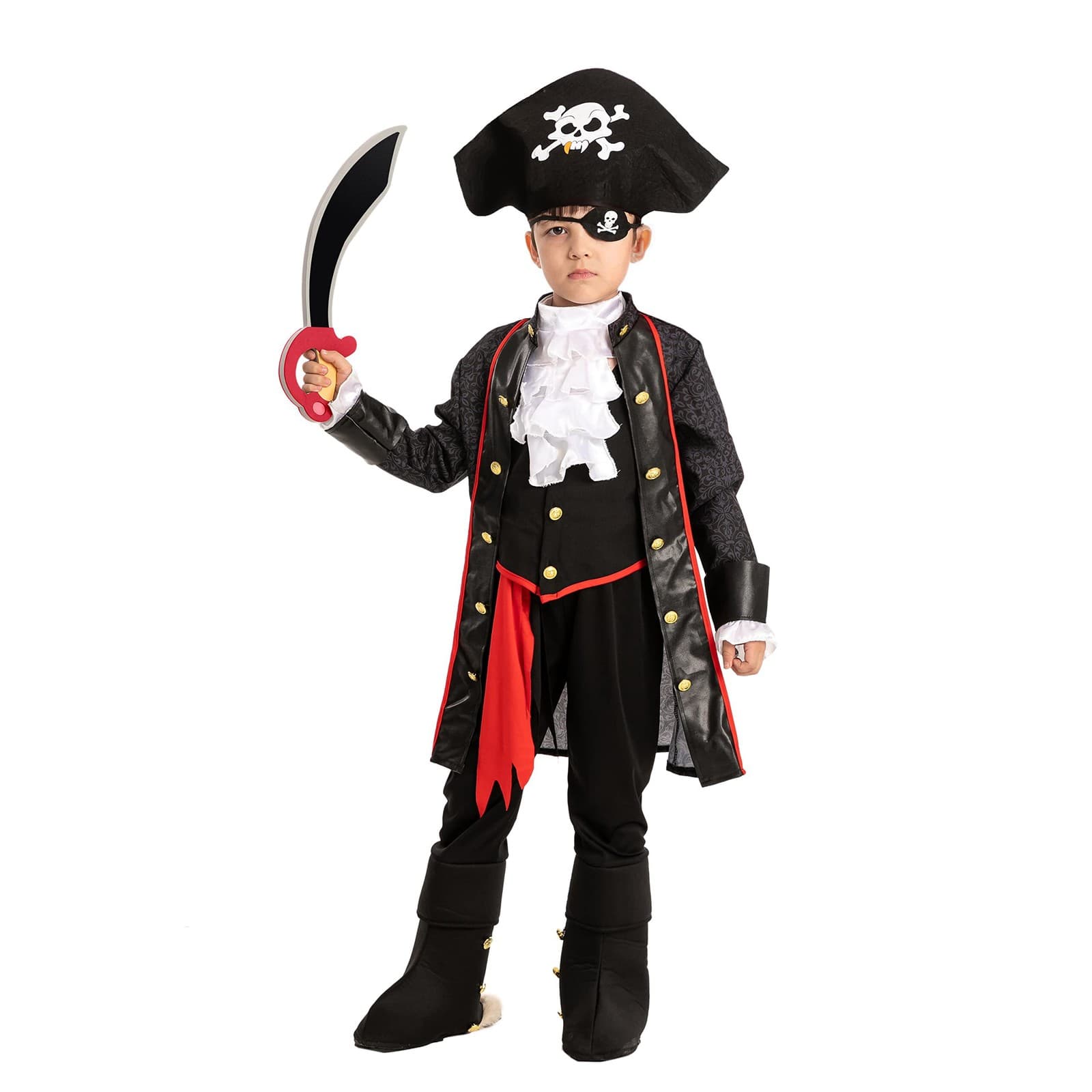 Kids Pirate Captain Halloween Role play, Cosplay Dress up Deluxe Costume set - Thumbnail 2