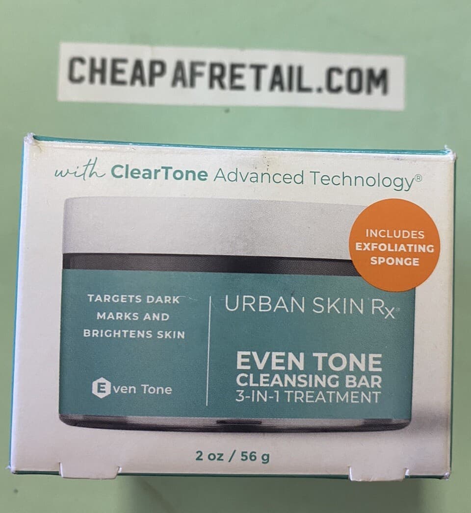Urban Skin Rx Even Tone Cleansing Bar - 2 Oz With Exfoliating Sponge - NIB