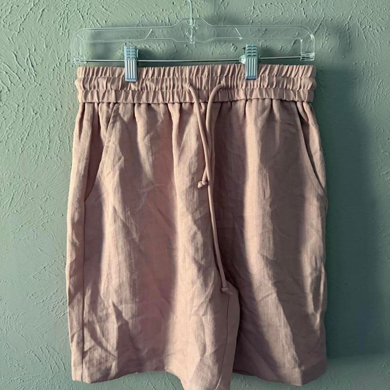 Halara pink linen shorts