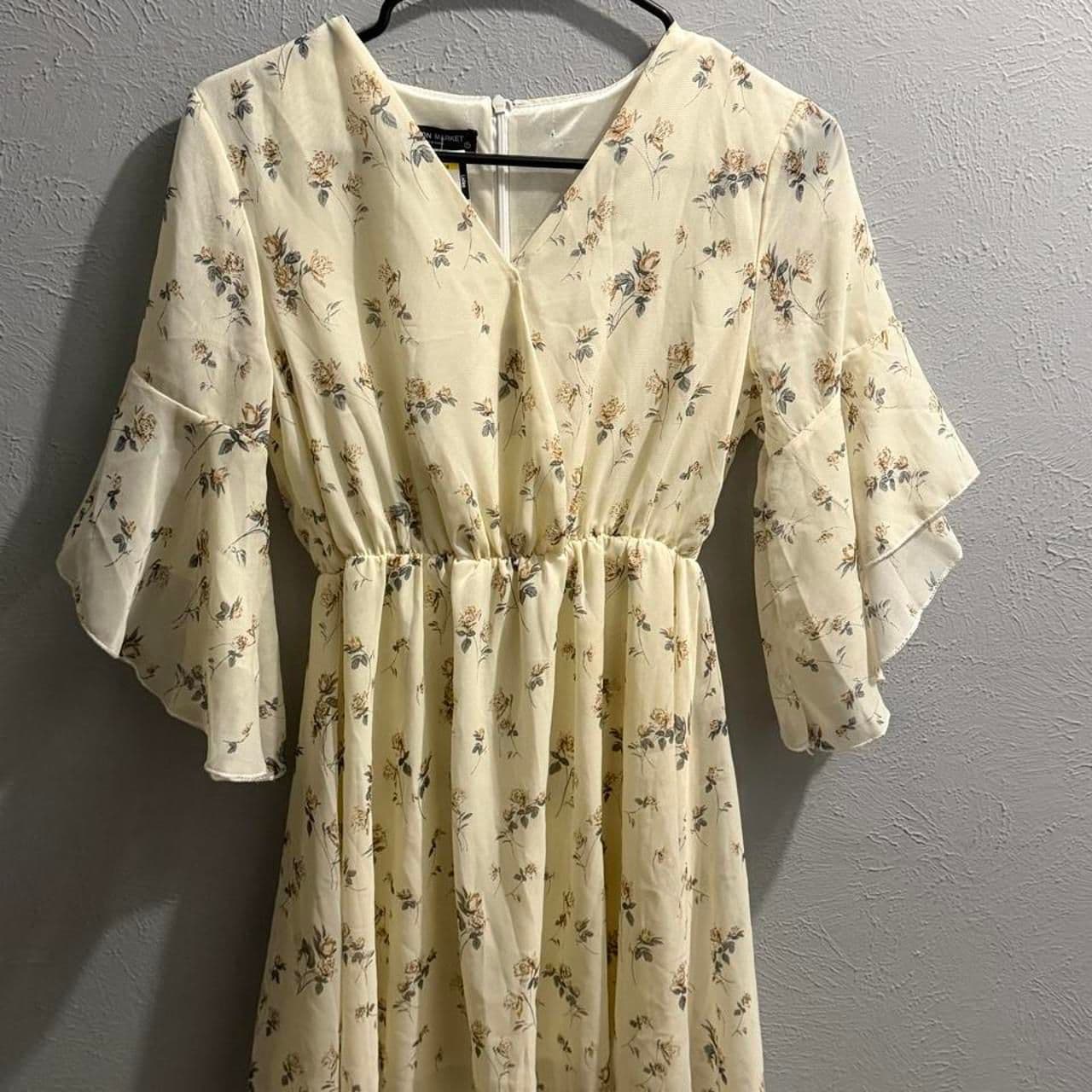 Cotton-traders Women's Cream and Yellow Dress