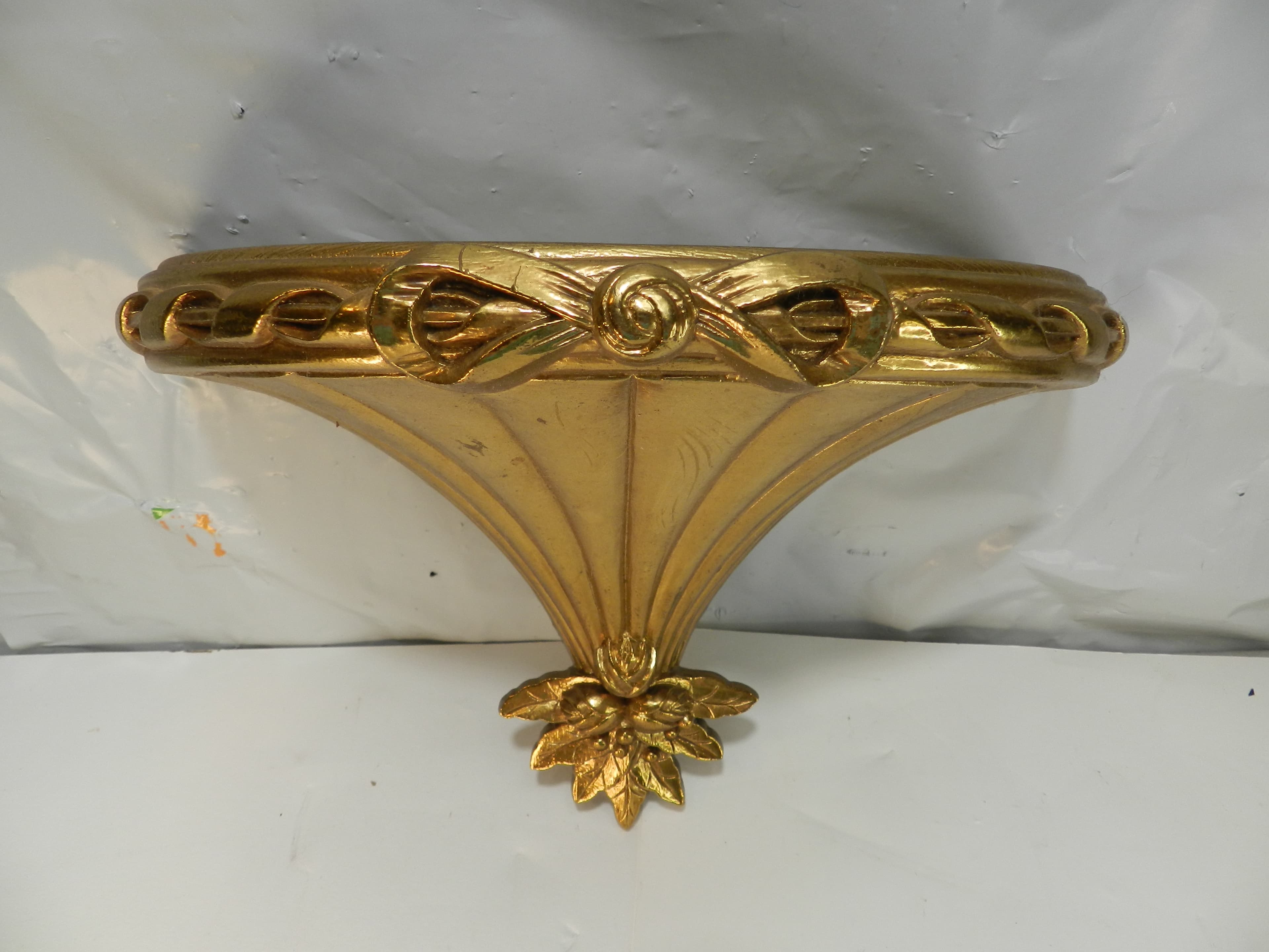 Vtg 90's Home Interiors Burwood Gold Floral Ornate Plastic Wall Shelf #3120 P82J