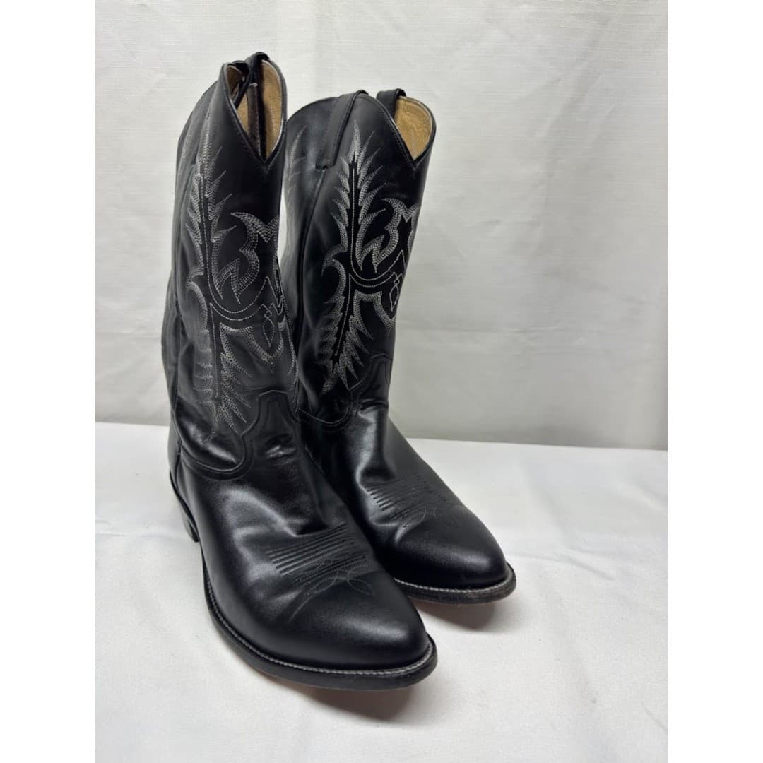 Tony Lama Boots Men’s Sz 12 D Black Leather Round Toe - Thumbnail 2