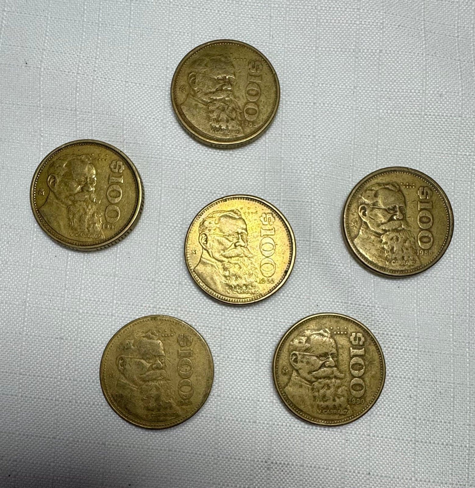 Mexico 100 Pesos Coin , Mixed Years lot of 6 coins