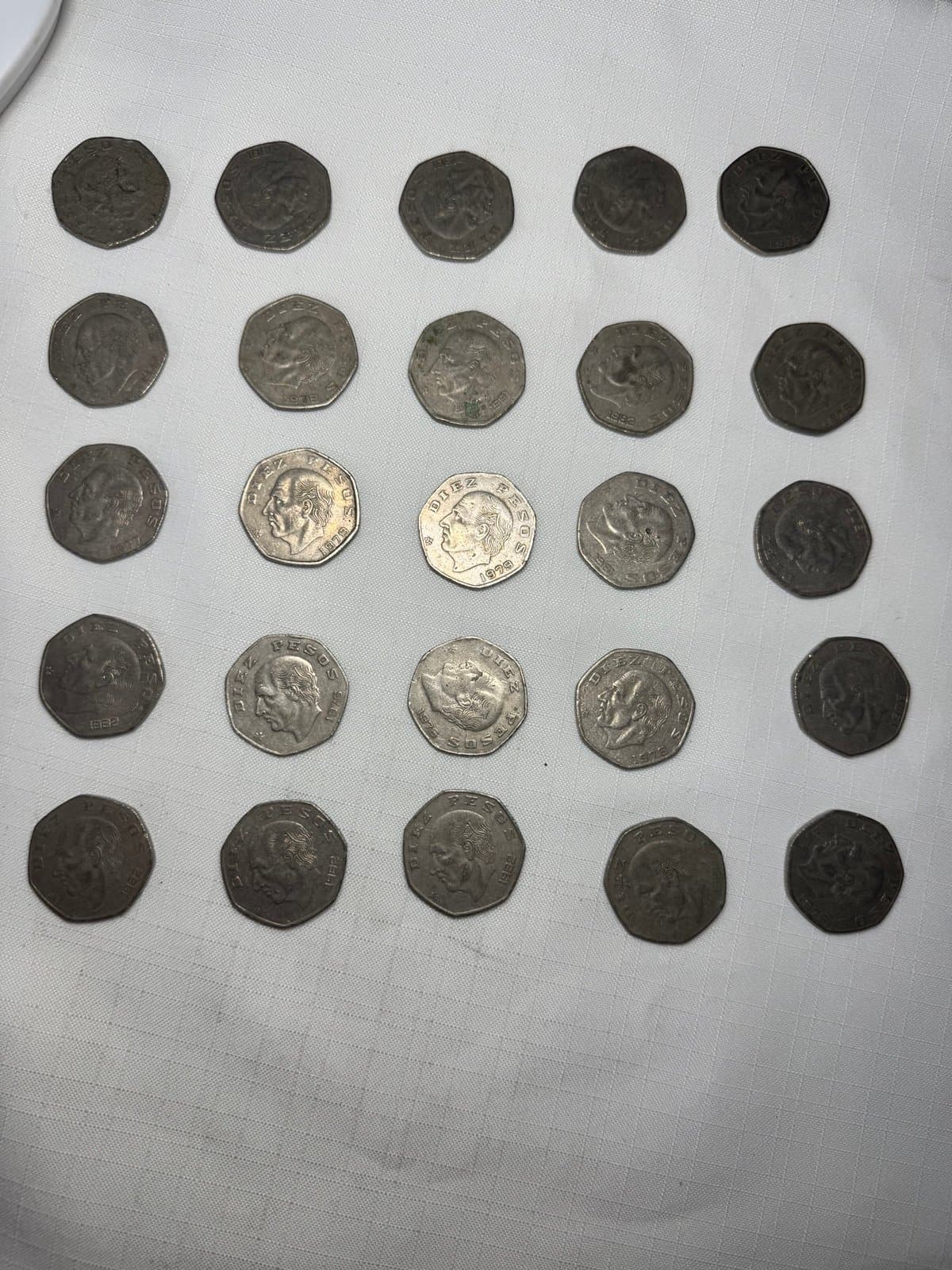 Mexico 10 Pesos Coin | Miguel Hidalgo Costilla , mixed lot of 25 coins