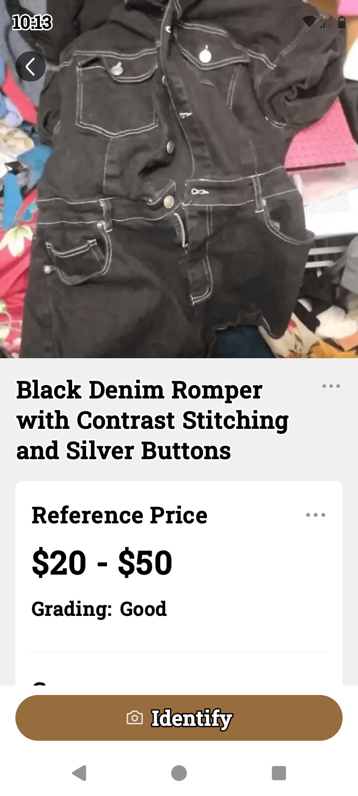 Black Denim Romper with Contrast Stitching