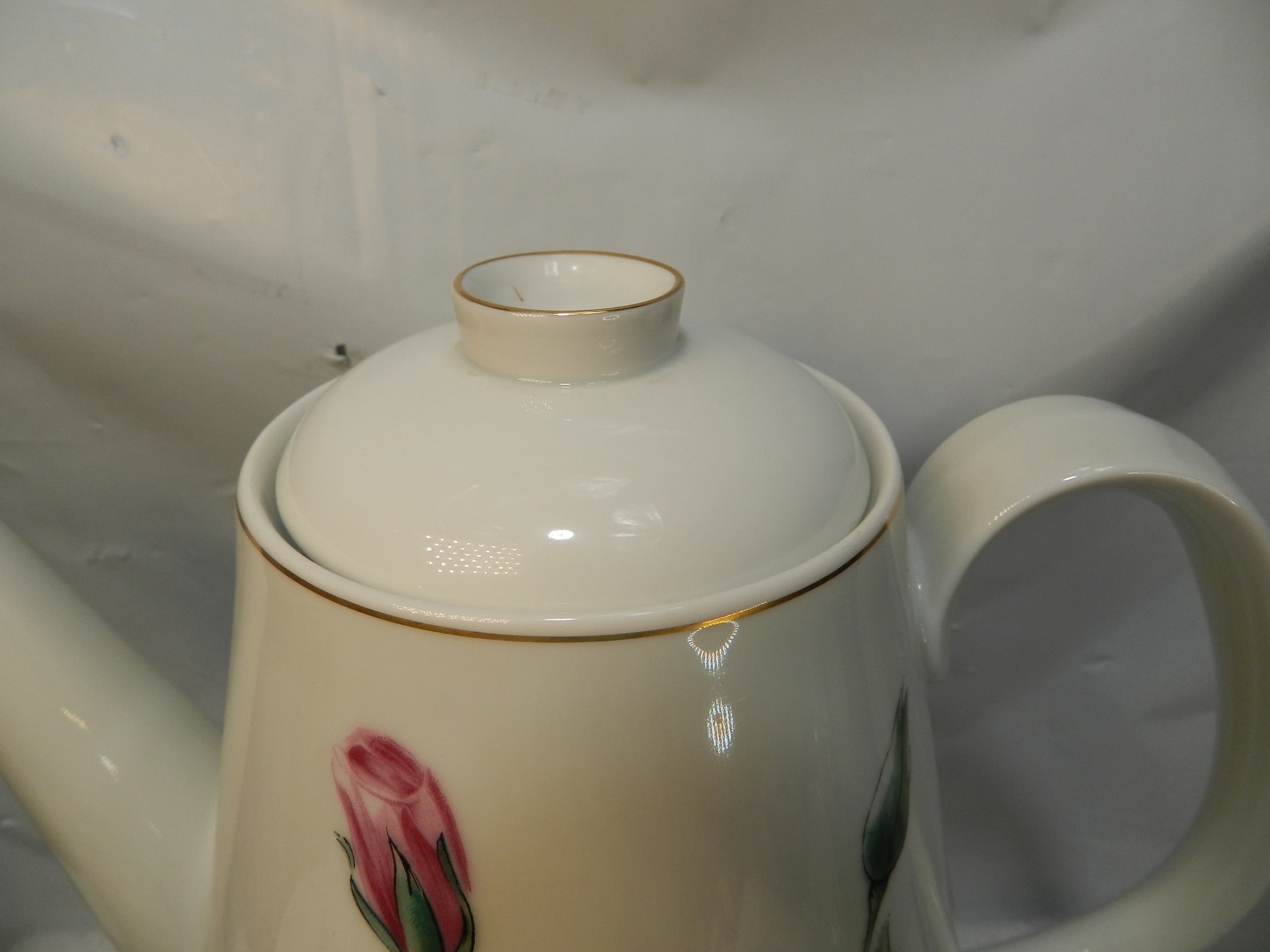 Rosenthal Victorian Rose Pattern Tea Pitcher Cream Sugar & Cups/Saucer Set P83J - Thumbnail 4
