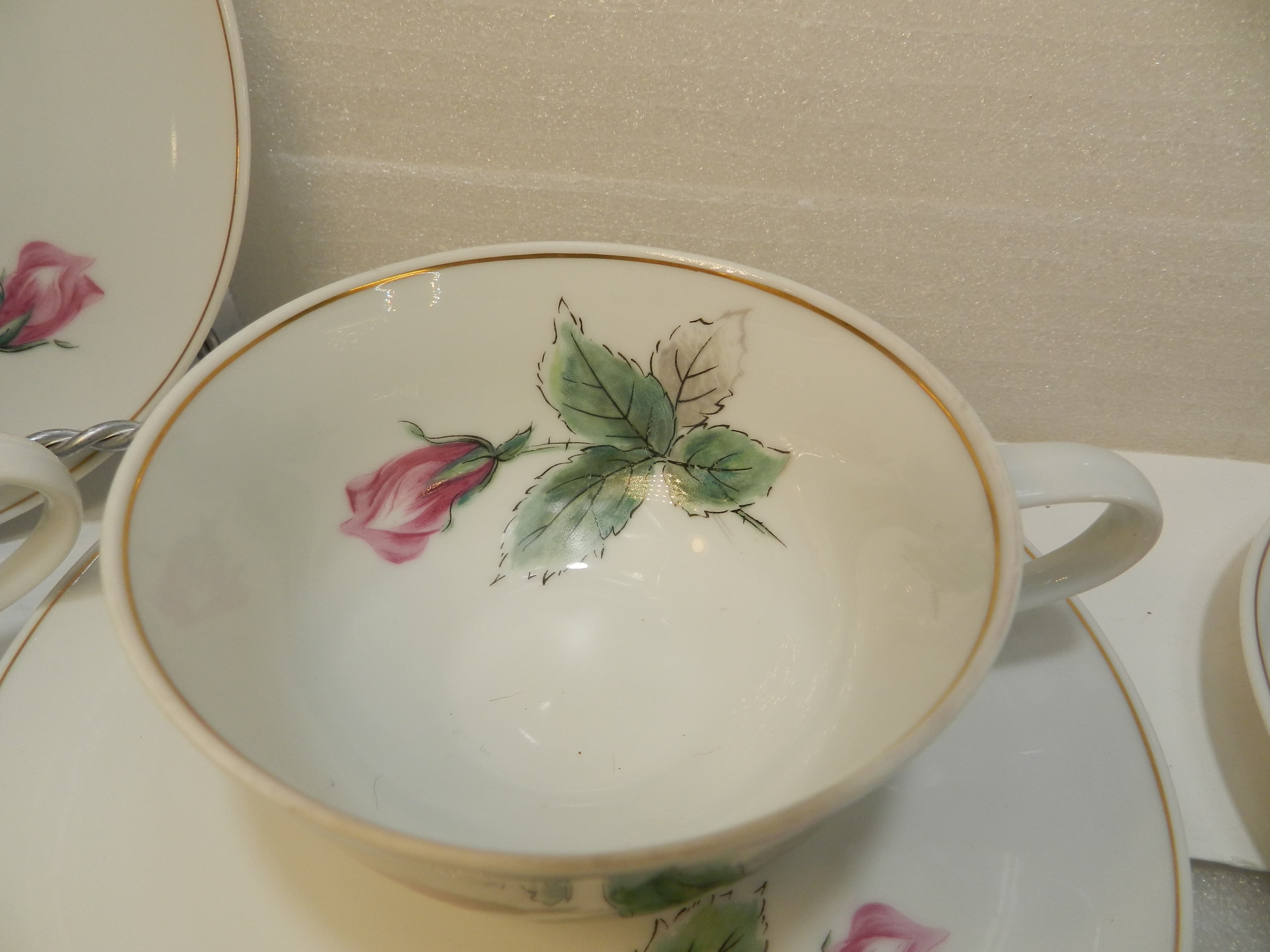 Rosenthal Victorian Rose Pattern Tea Pitcher Cream Sugar & Cups/Saucer Set P83J - Thumbnail 8