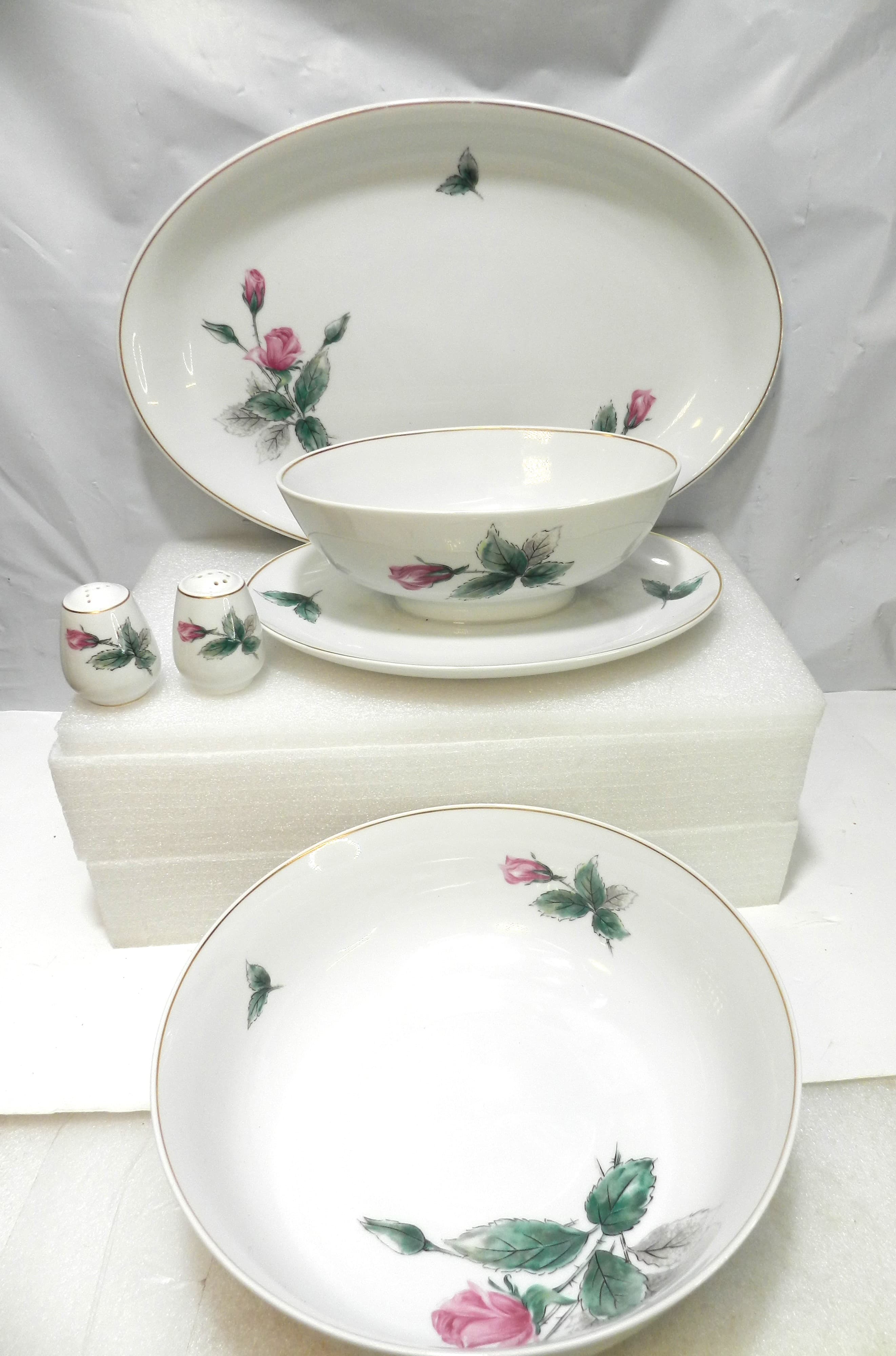 5 Pc Rosenthal Continental Victorian Rose Dinnerware China Serving Set (P86J)