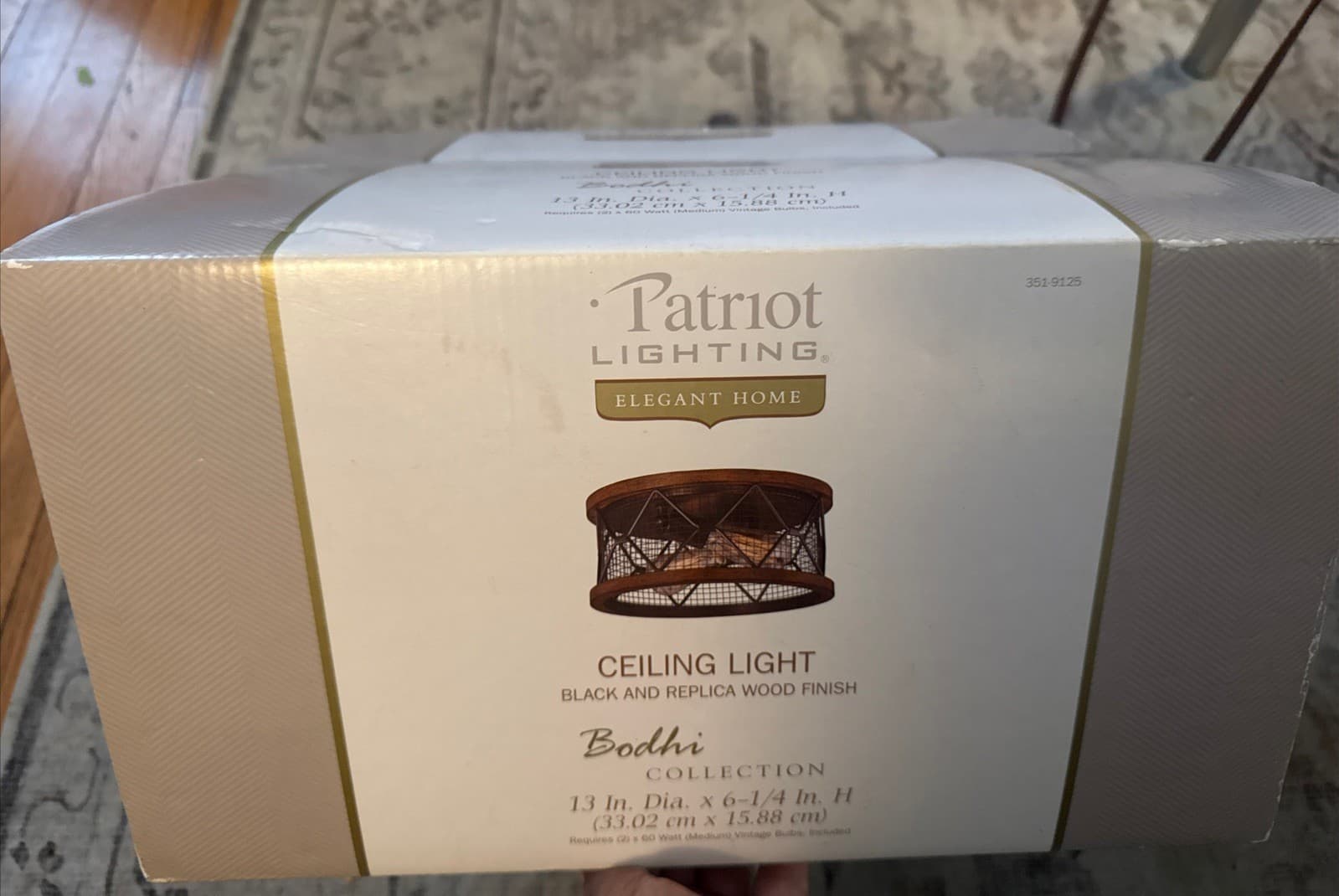 Patriot Lighting® Bodhi Black & Replica Wood 2-Light Flush Mount Ceiling Light
