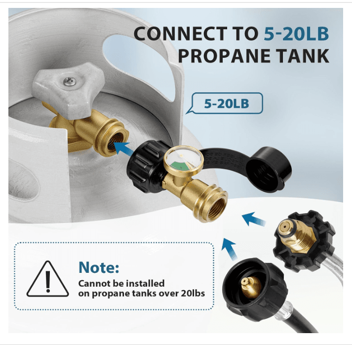 Propane Tank Gauge Level Indicator 5-20LB Tank Universal Type 1 Connection  P86J - Thumbnail 5