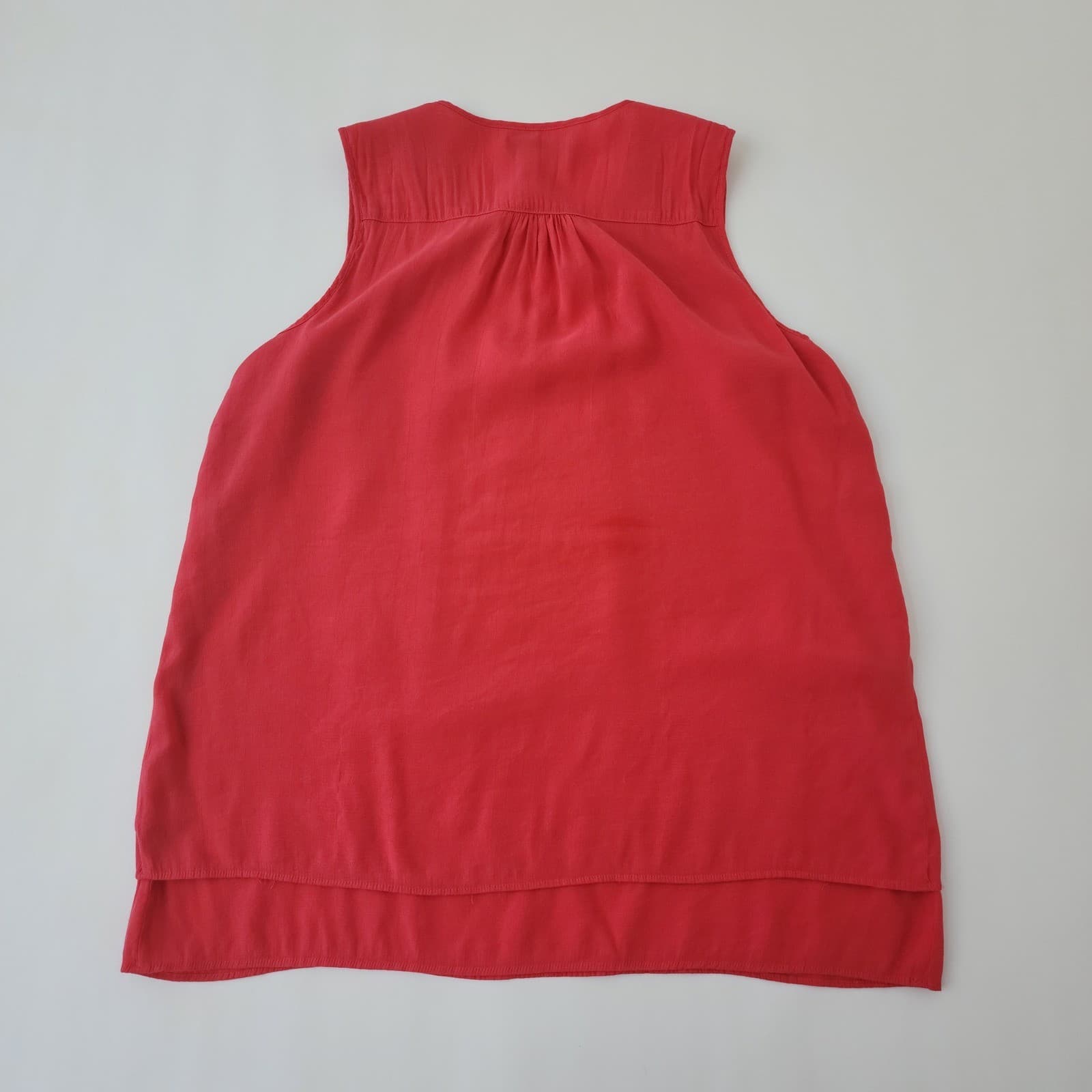 Cristina B Womens Red Sleeveless Split Neck High Low Hem Blouse Size Large - Thumbnail 6