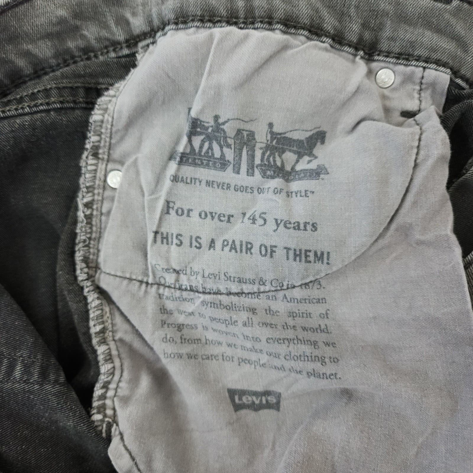 Levi's 502 Regular Taper Grey Denim Jeans Mens 38x30 502-0196 - Thumbnail 8
