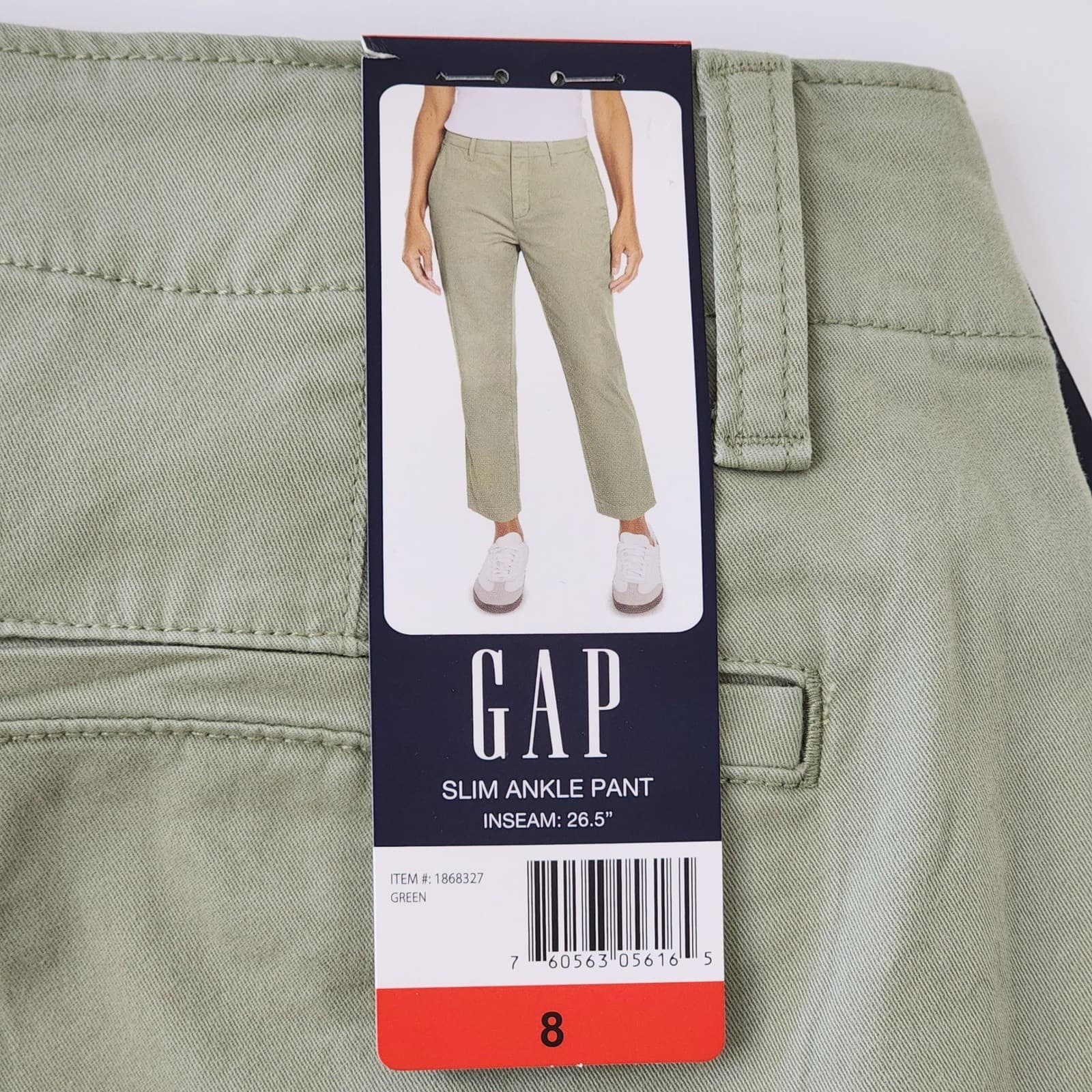 Gap Slim Ankle Pant Green Chino Trousers Womens Size 8 New NWT 1868327 - Thumbnail 6