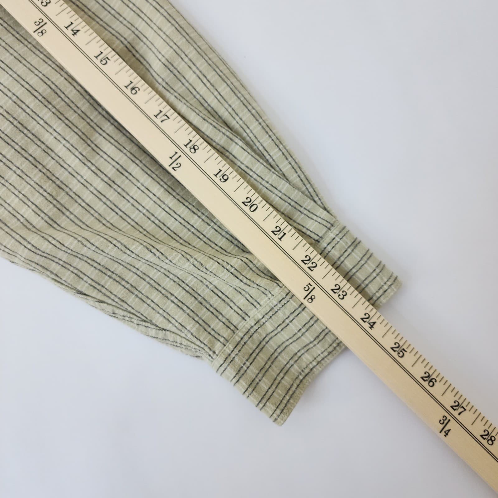 Columbia Mens 2XL Pinstripe Button Down Shirt Tan Green Long Sleeve Cotton - Thumbnail 7