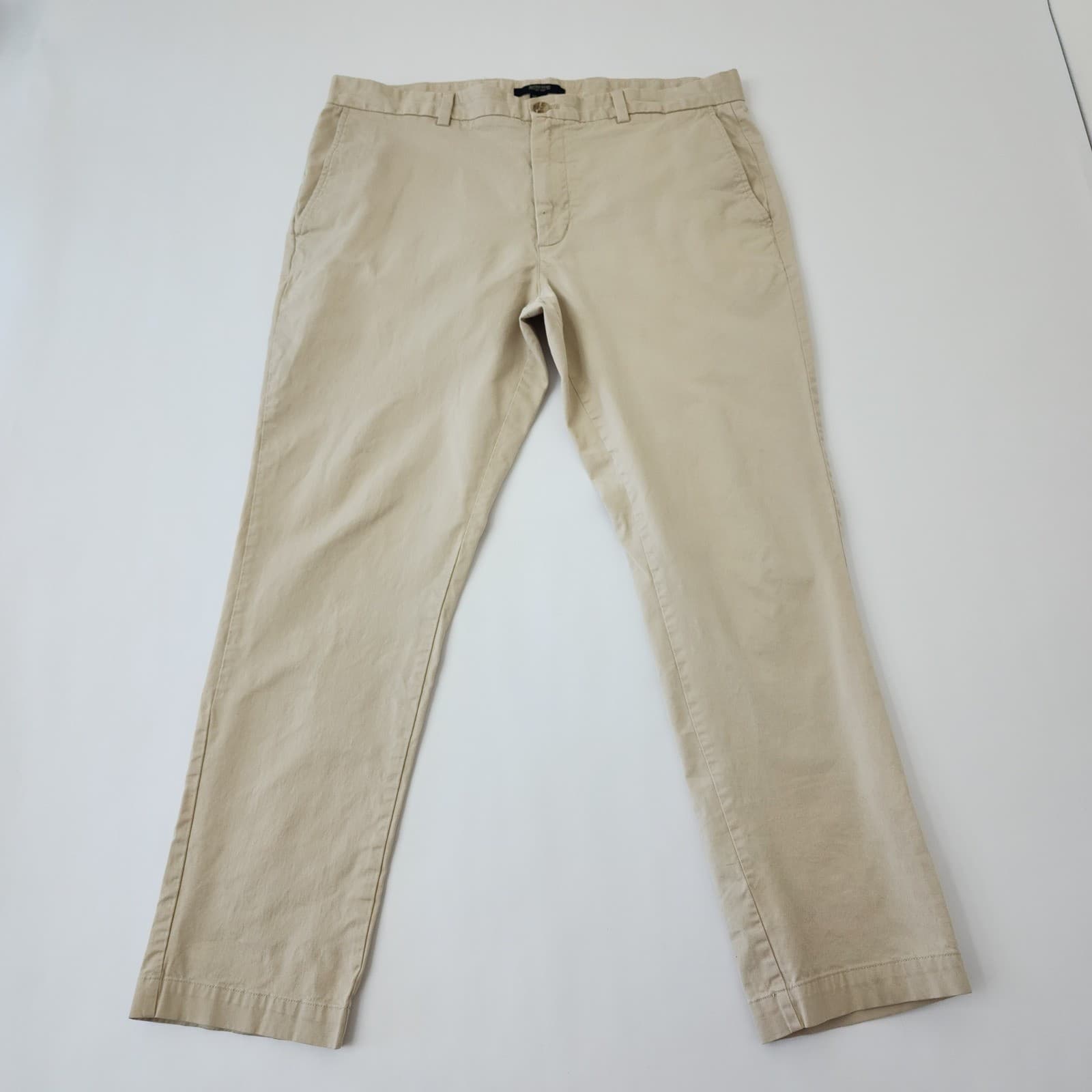 British Khaki Mens 38x30 Tan Chino Pants Straight Leg Flat Front Casual Trousers