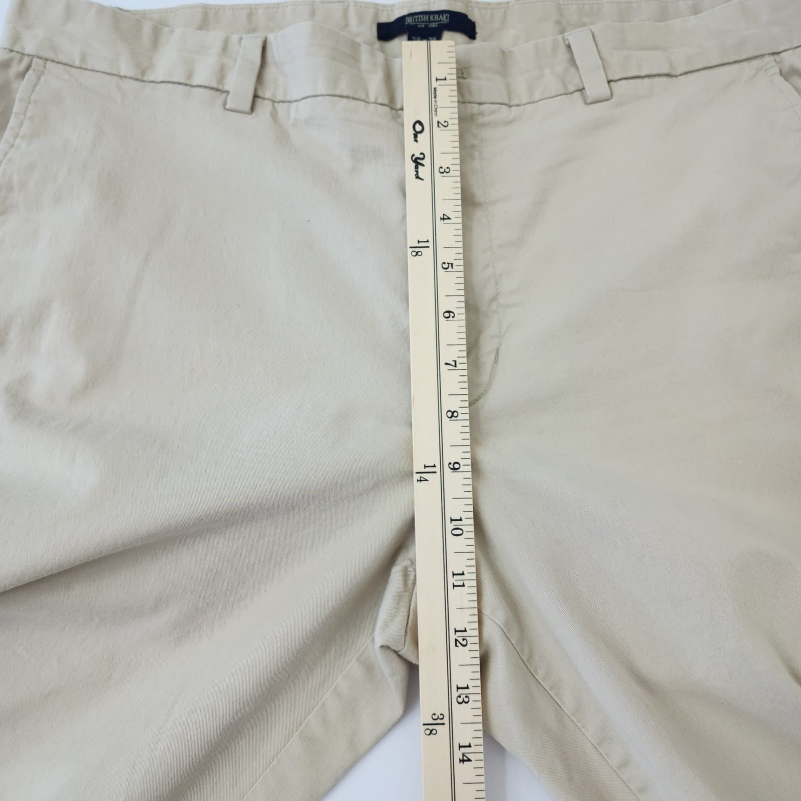 British Khaki Mens 38x30 Tan Chino Pants Straight Leg Flat Front Casual Trousers - Thumbnail 3