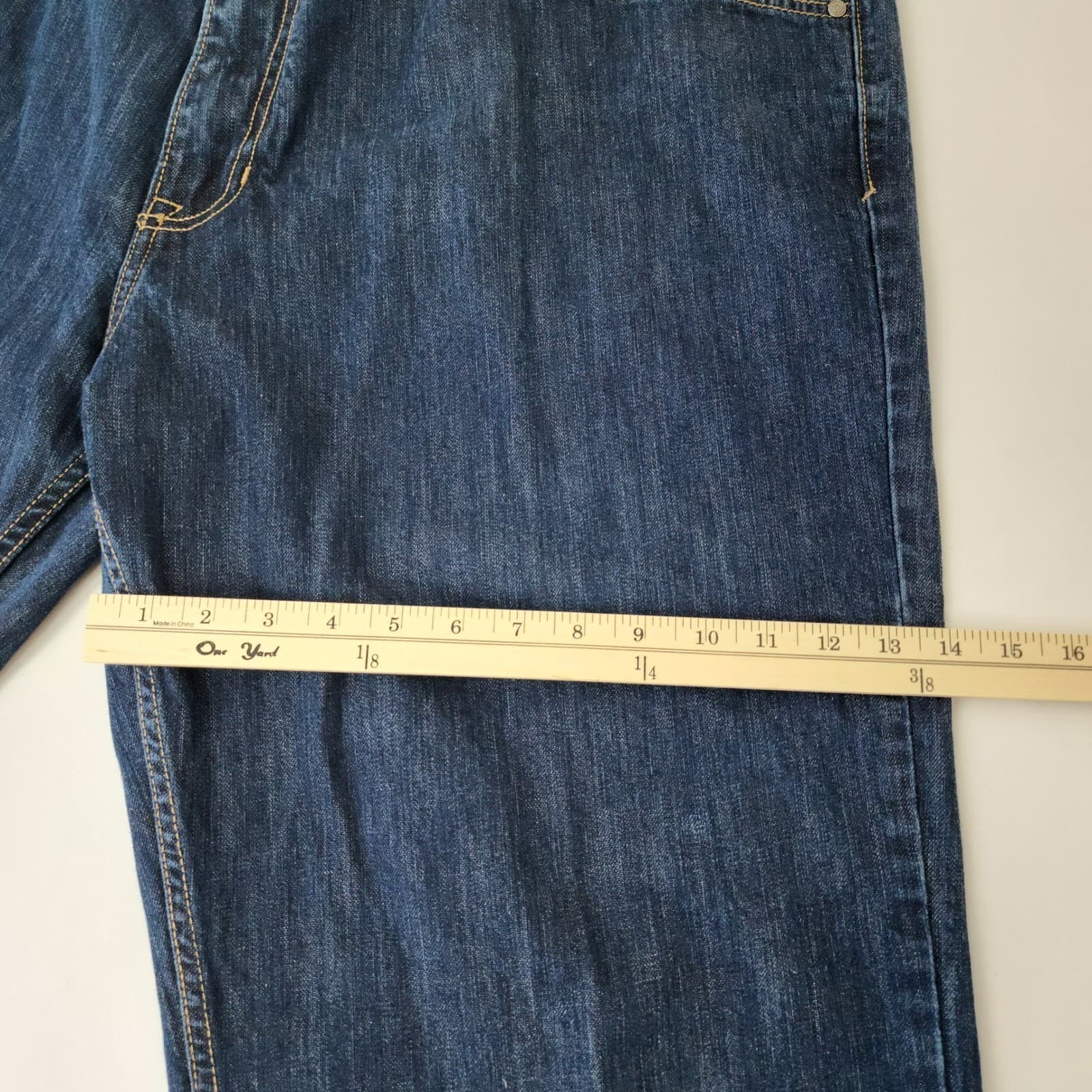Claiborne Mens Relaxed Fit Jeans Dark Wash Blue Denim 100% Cotton 46x30 - Thumbnail 4