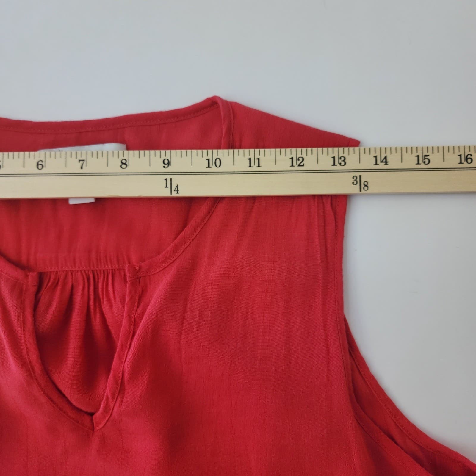 Cristina B Womens Red Sleeveless Split Neck High Low Hem Blouse Size Large - Thumbnail 4