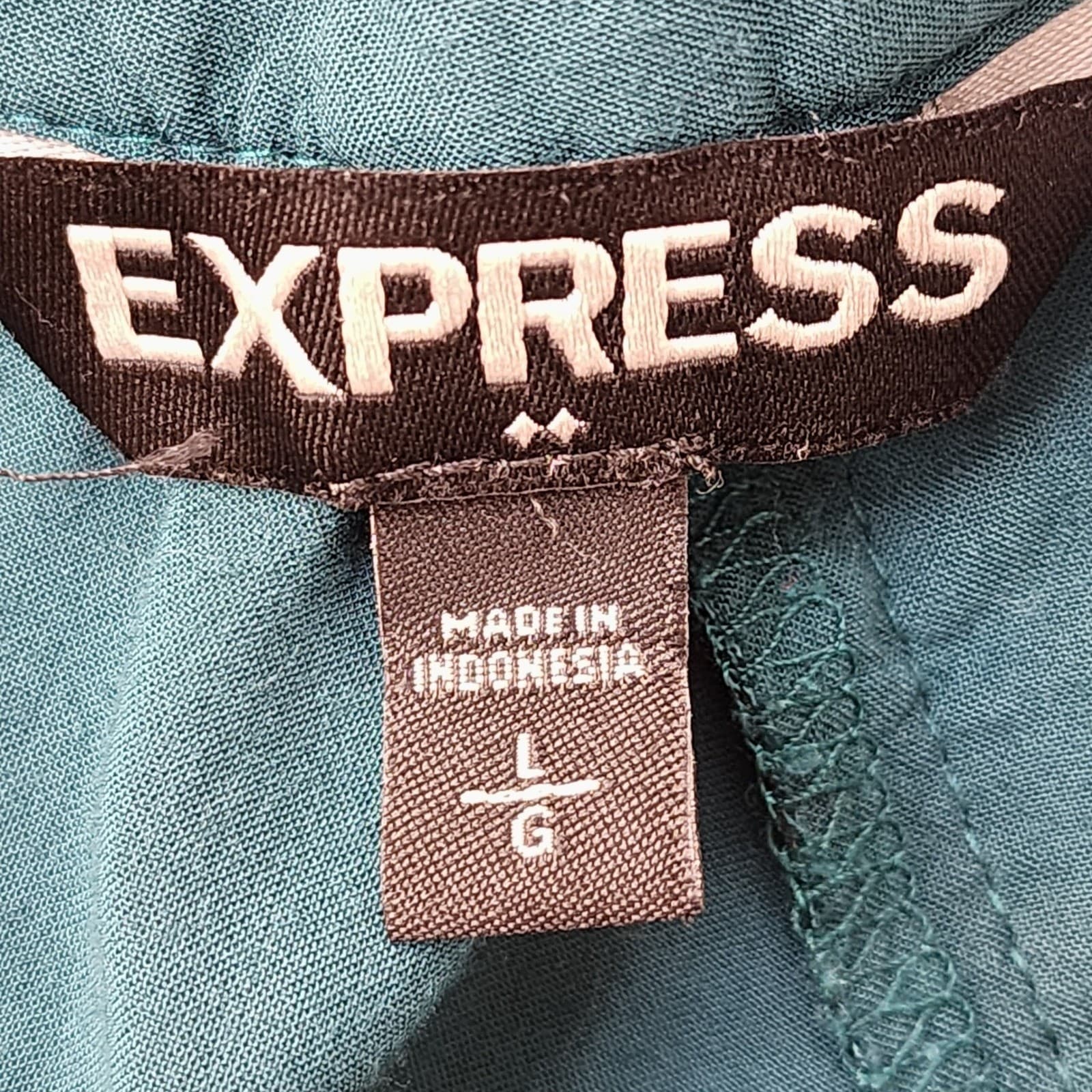 Express Womens Teal Green Cold Shoulder Blouse Keyhole Back Top Size Large - Thumbnail 5