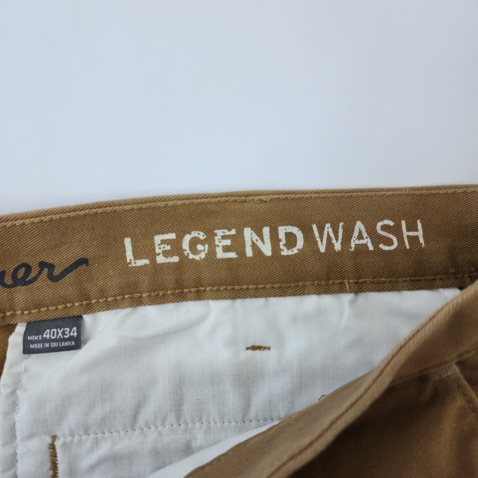 Eddie Bauer Legend Washed Chino Pants Mens 40x34 Brown Khaki Straight Leg Twill - Thumbnail 8