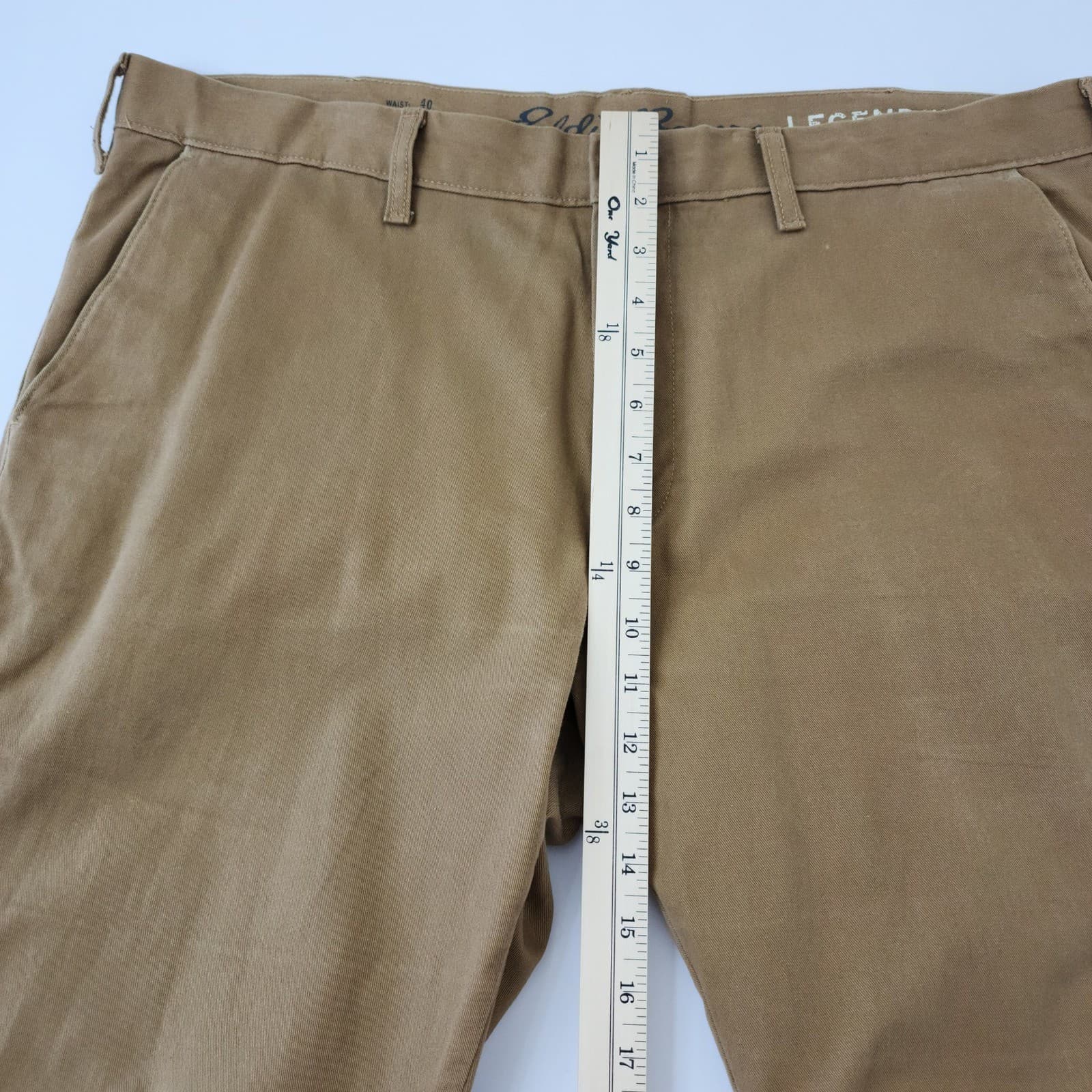 Eddie Bauer Legend Washed Chino Pants Mens 40x34 Brown Khaki Straight Leg Twill - Thumbnail 2