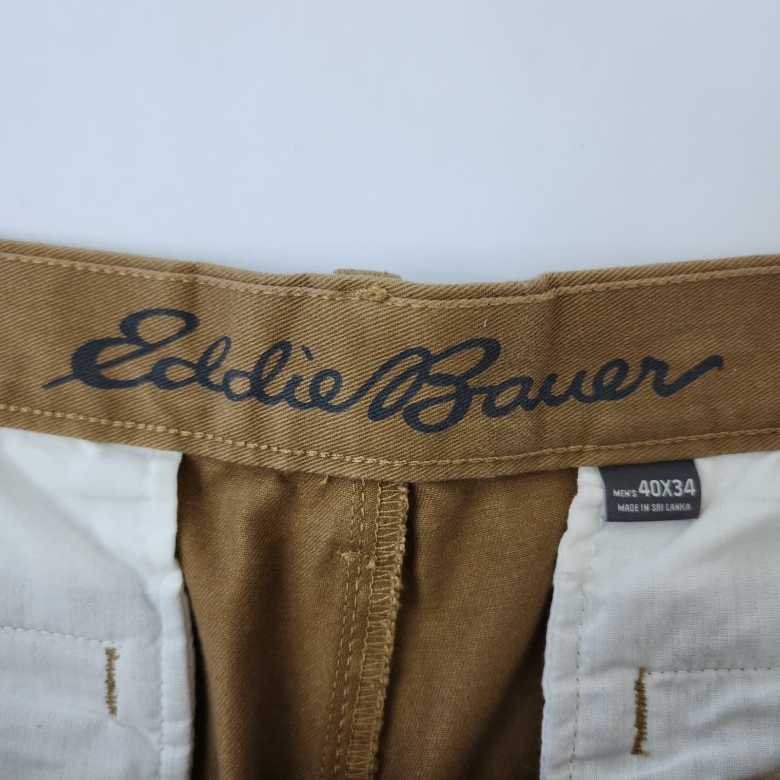 Eddie Bauer Legend Washed Chino Pants Mens 40x34 Brown Khaki Straight Leg Twill - Thumbnail 7