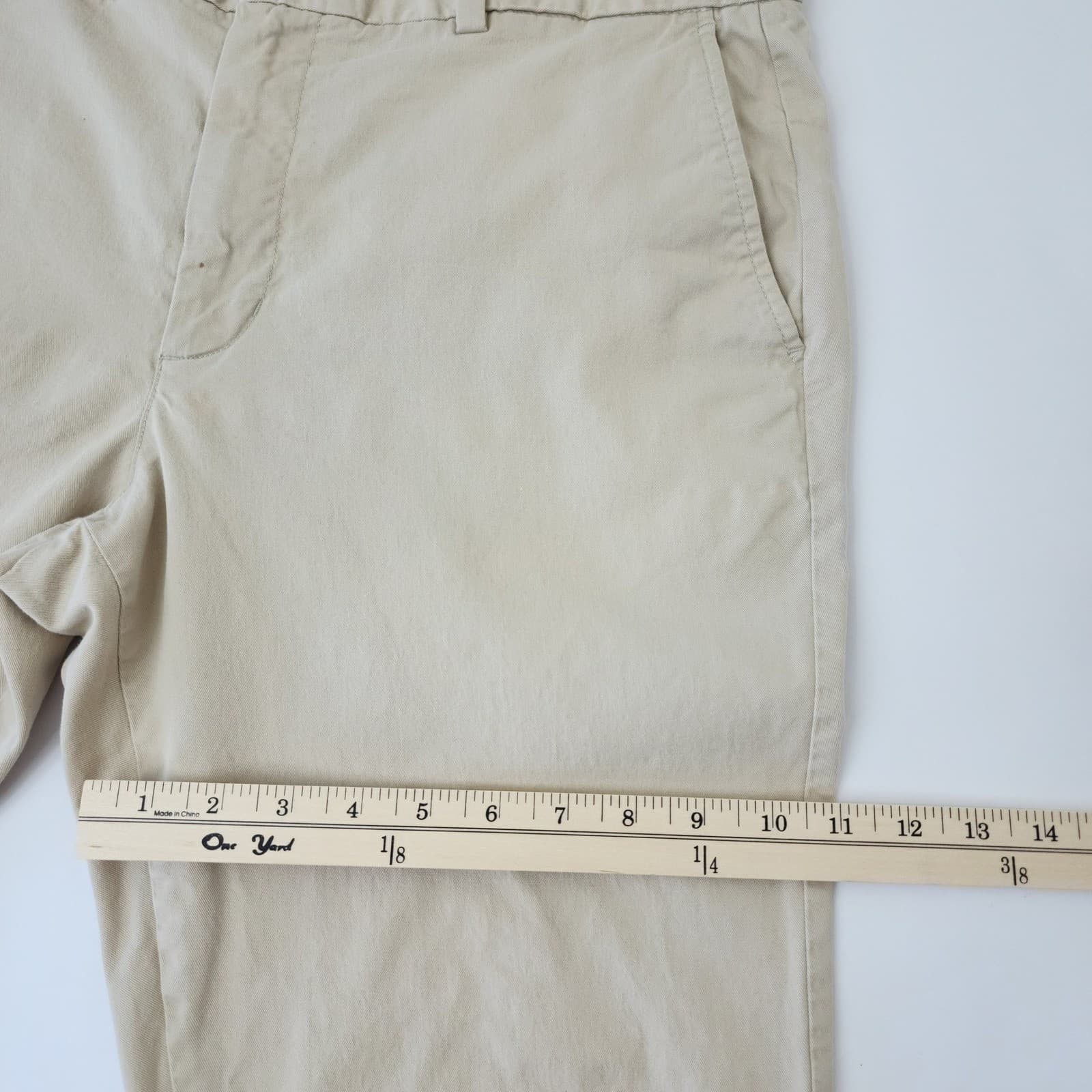 British Khaki Mens 38x30 Tan Chino Pants Straight Leg Flat Front Casual Trousers - Thumbnail 4