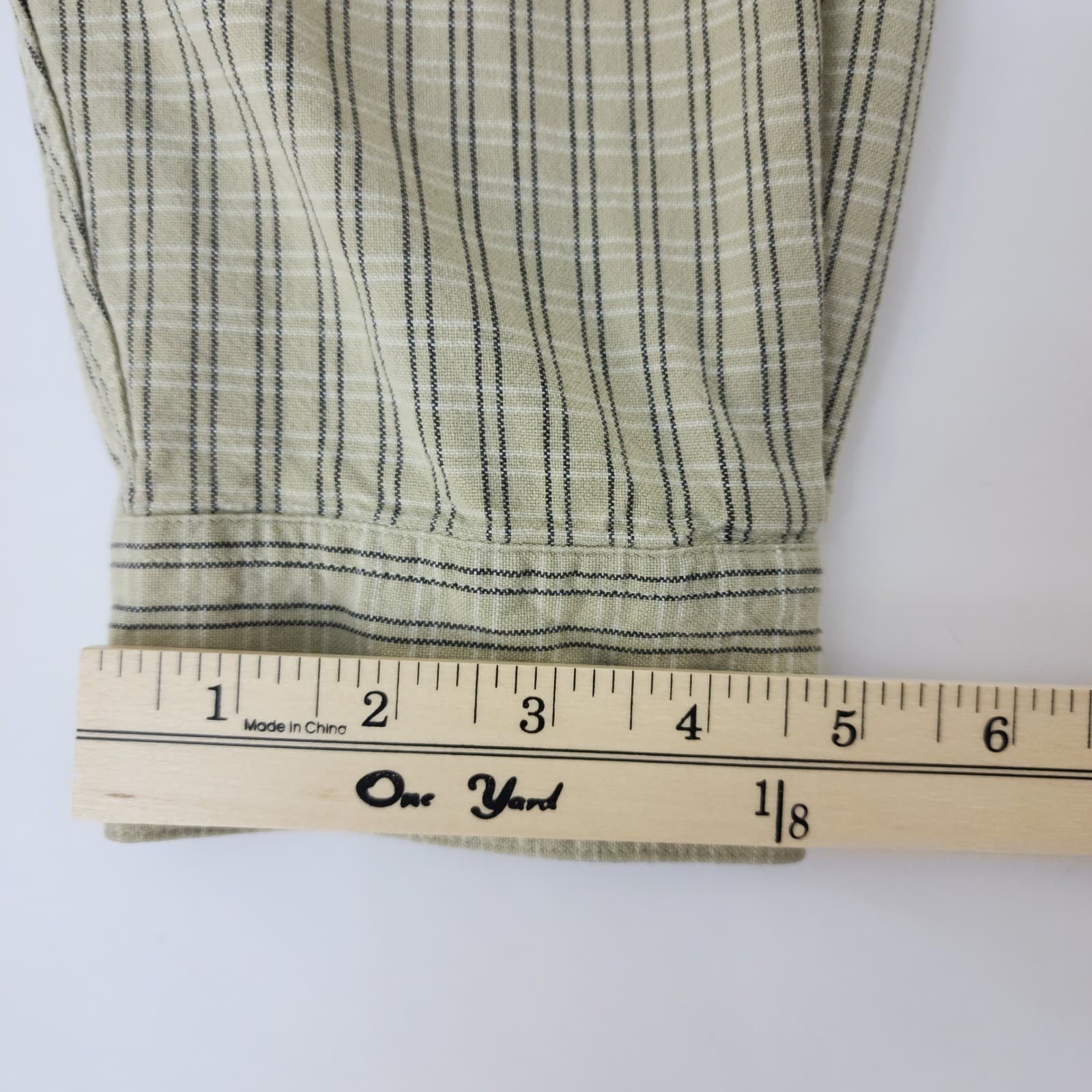 Columbia Mens 2XL Pinstripe Button Down Shirt Tan Green Long Sleeve Cotton - Thumbnail 8