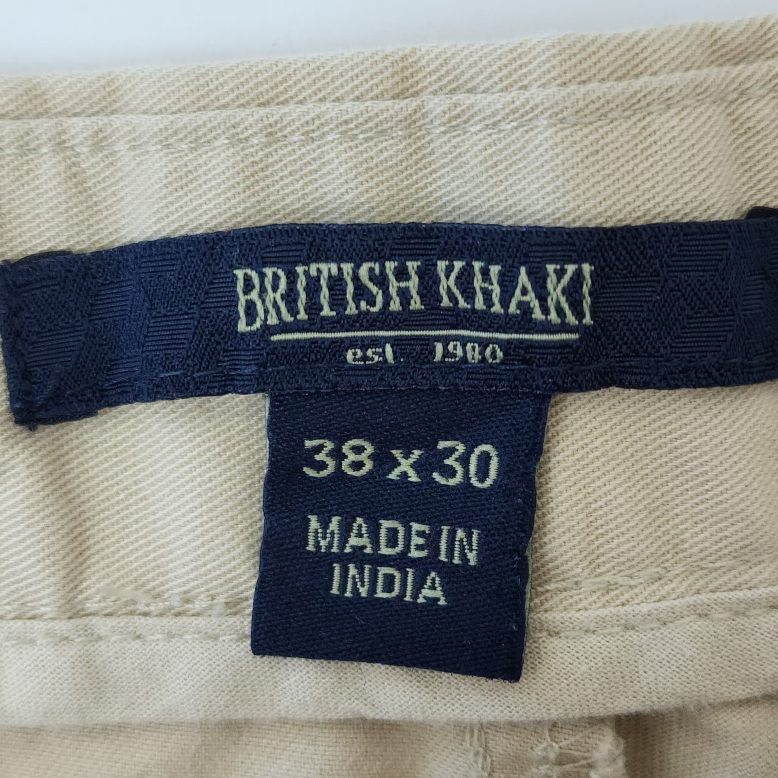 British Khaki Mens 38x30 Tan Chino Pants Straight Leg Flat Front Casual Trousers - Thumbnail 6