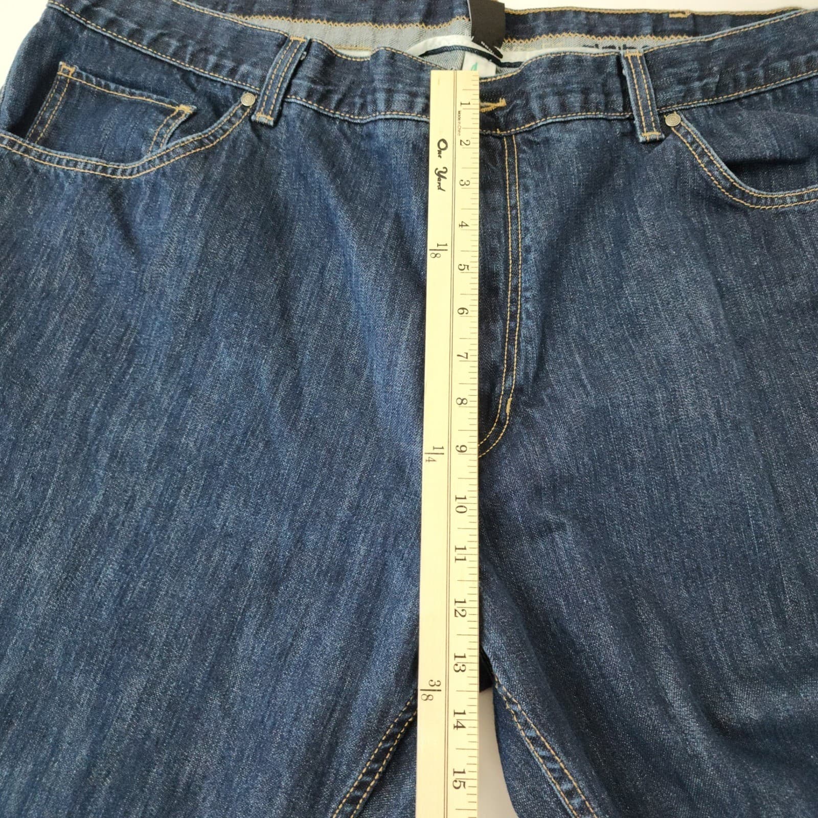 Claiborne Mens Relaxed Fit Jeans Dark Wash Blue Denim 100% Cotton 46x30 - Thumbnail 2