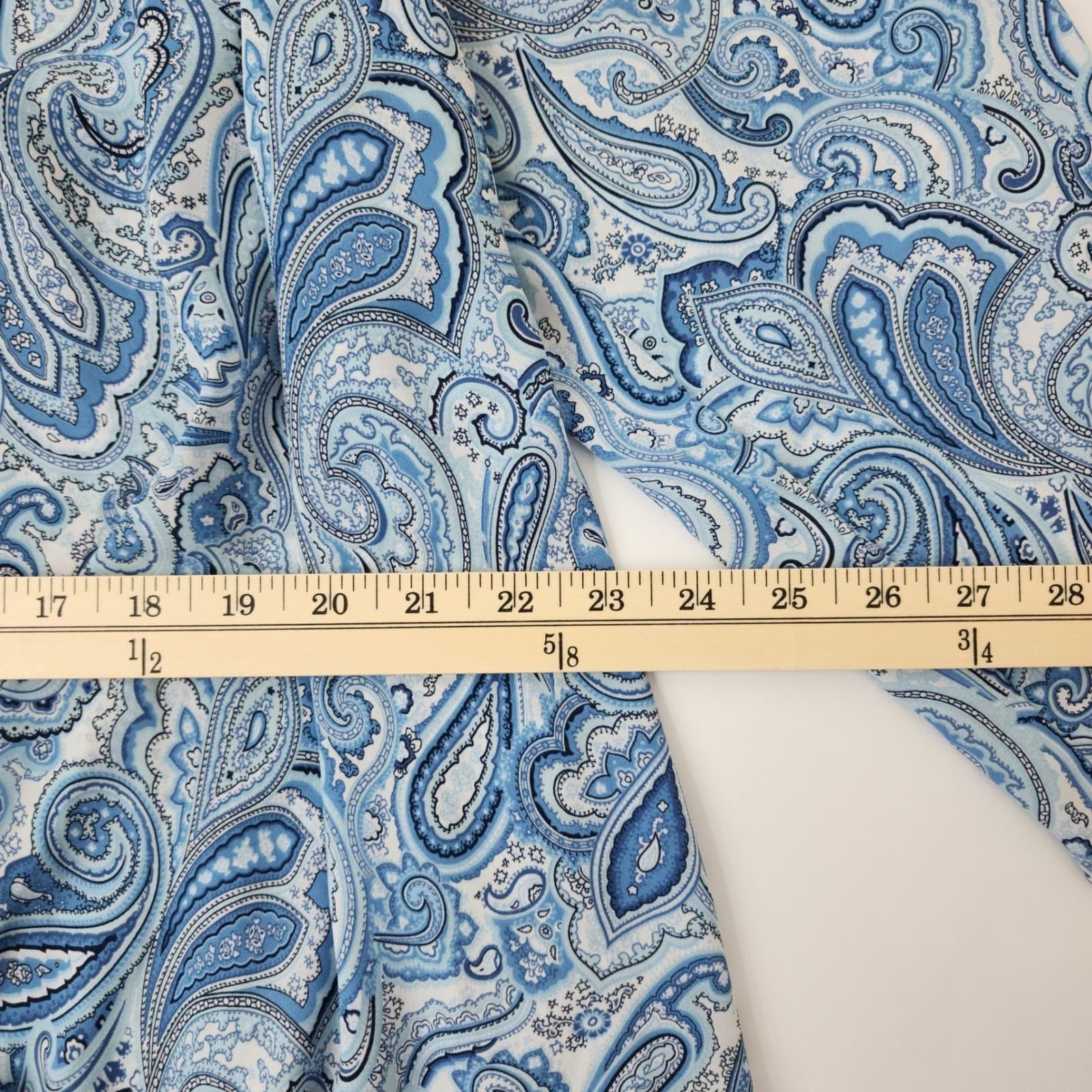 Catherines Womens 0X 14/16W Blue Paisley Surplice Faux Wrap Blouse 3/4 Bell - Thumbnail 3