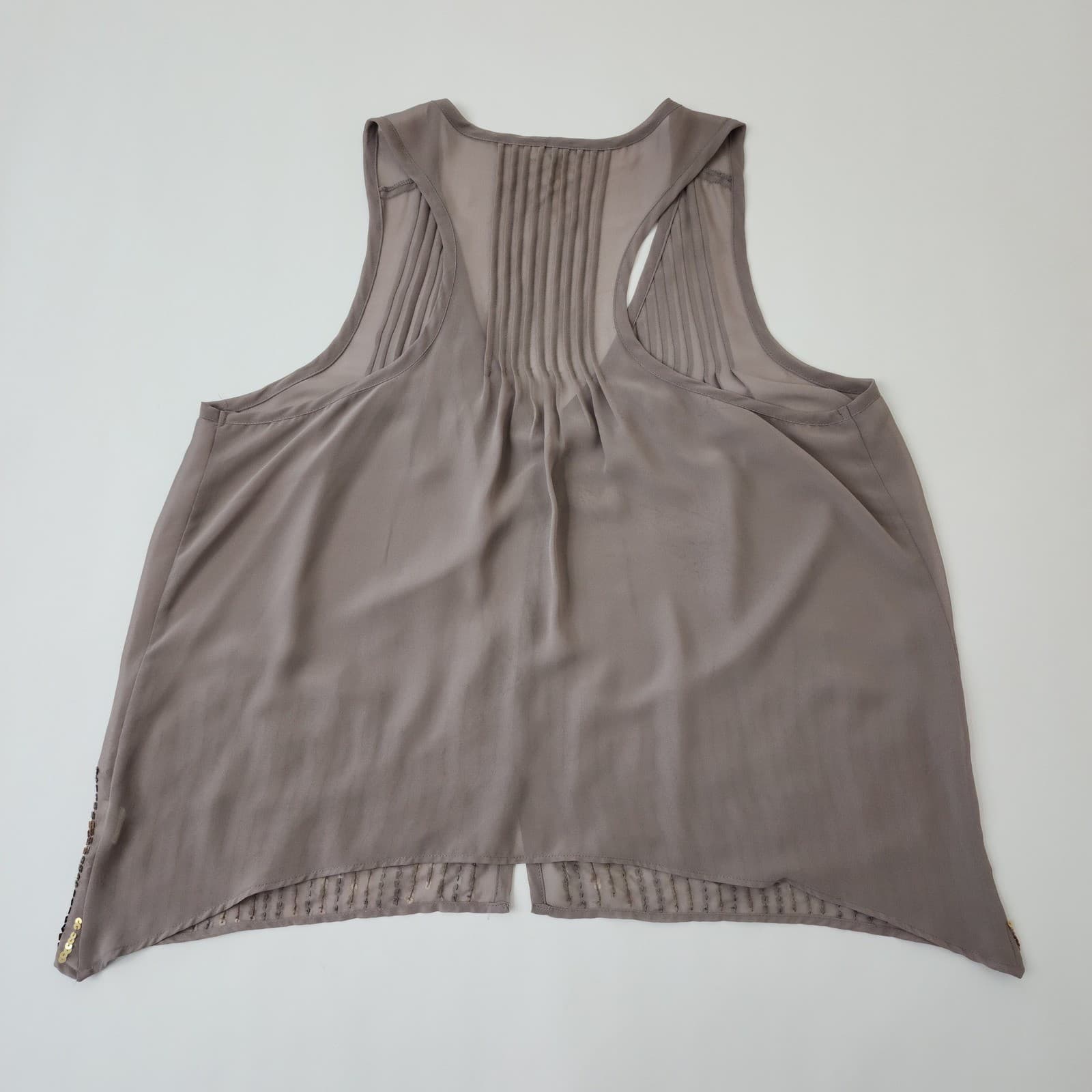 Petticoat Alley Mauve Sequin Sleeveless Pleated V-Neck Blouse Top Large - Thumbnail 9
